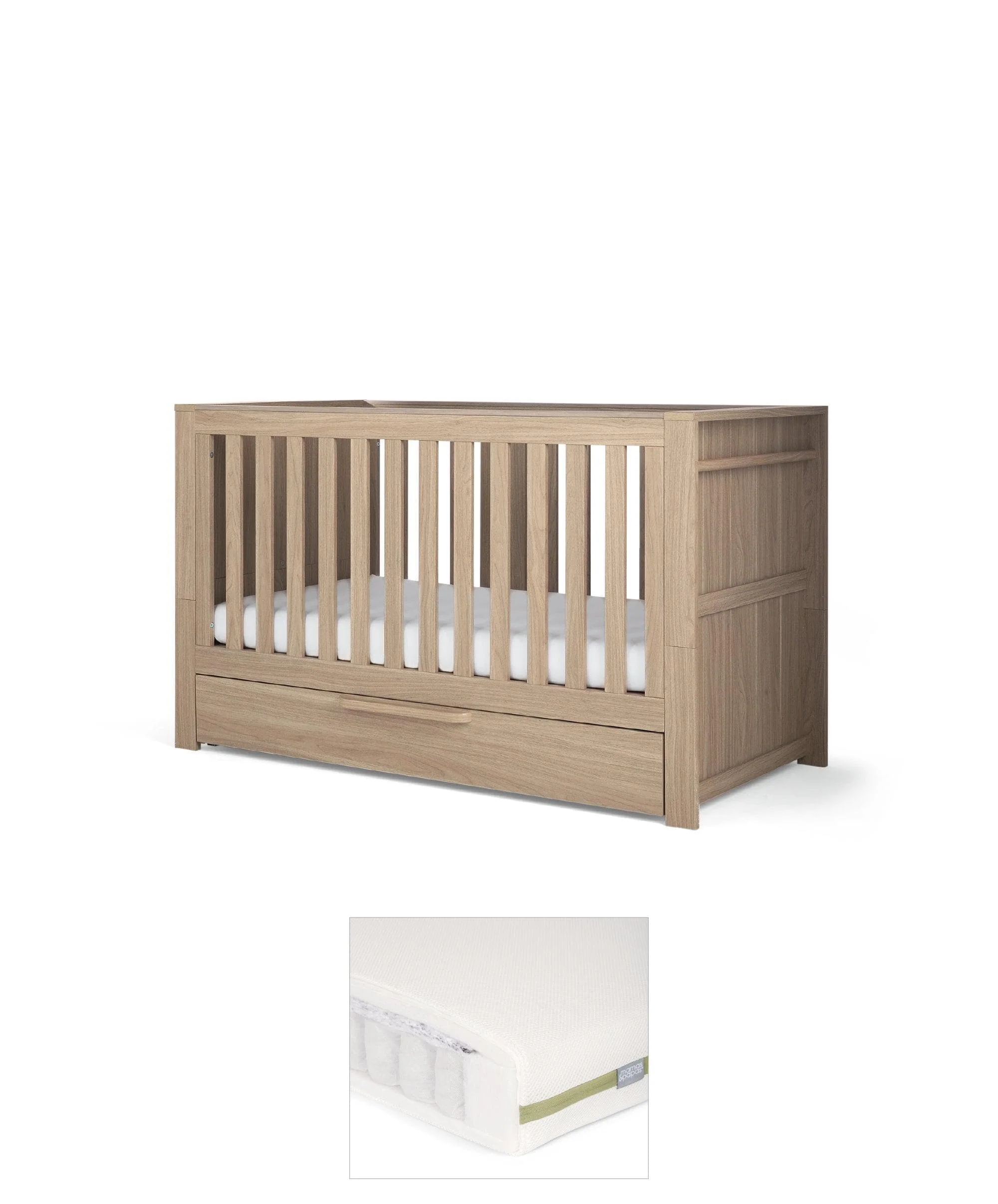 Franklin Cotbed & Premium Pocket Spring Mattress Bundle - Oak