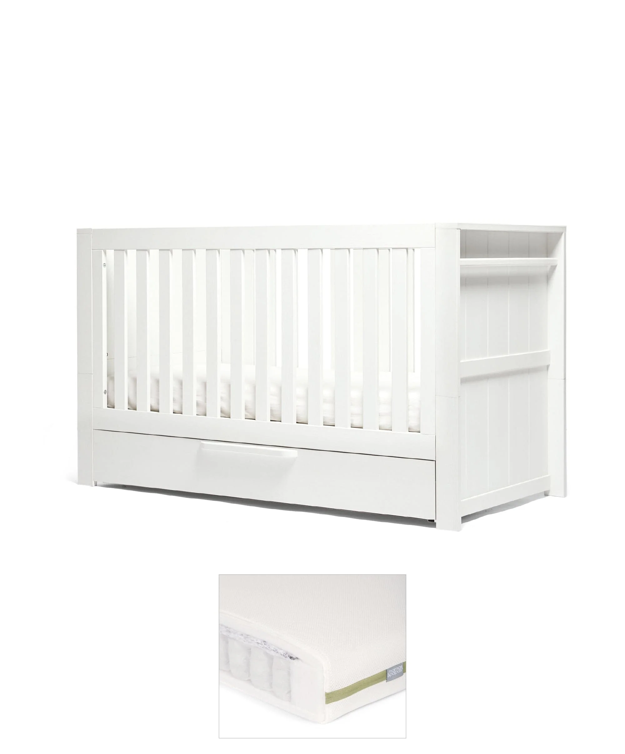 Franklin Cotbed & Premium Pocket Spring Mattress Bundle - White Wash