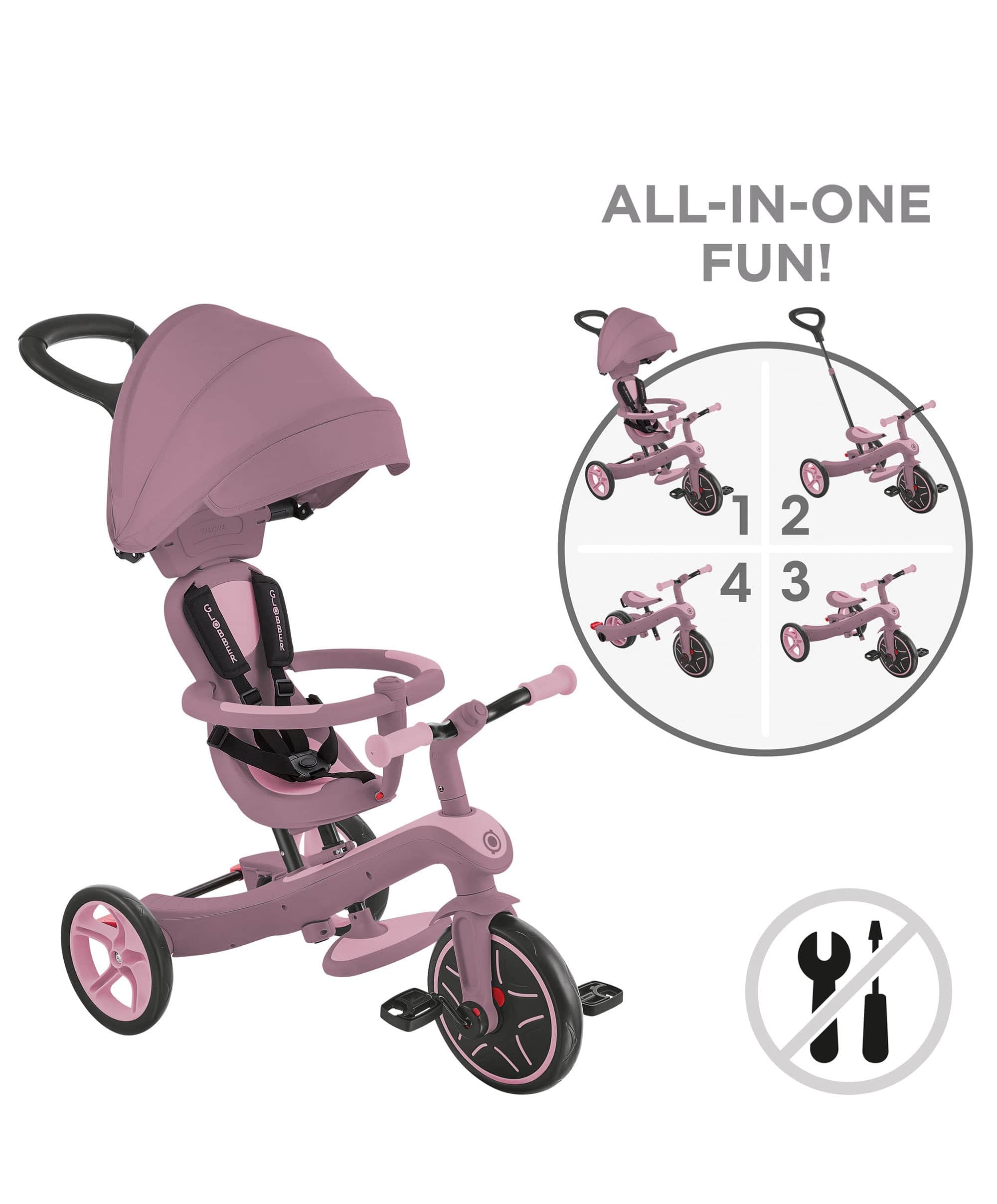 Globber Explorer Trike Eco 4 in 1 – Berry - Image 3