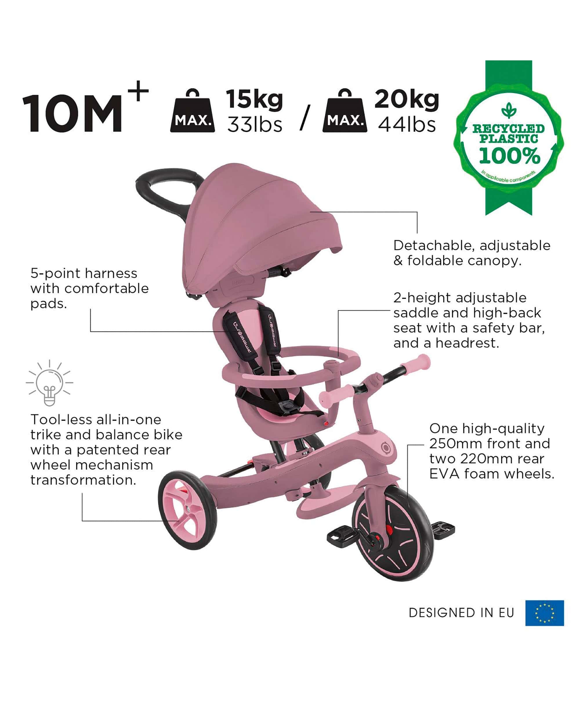Globber Explorer Trike Eco 4 in 1 – Berry - Image 7