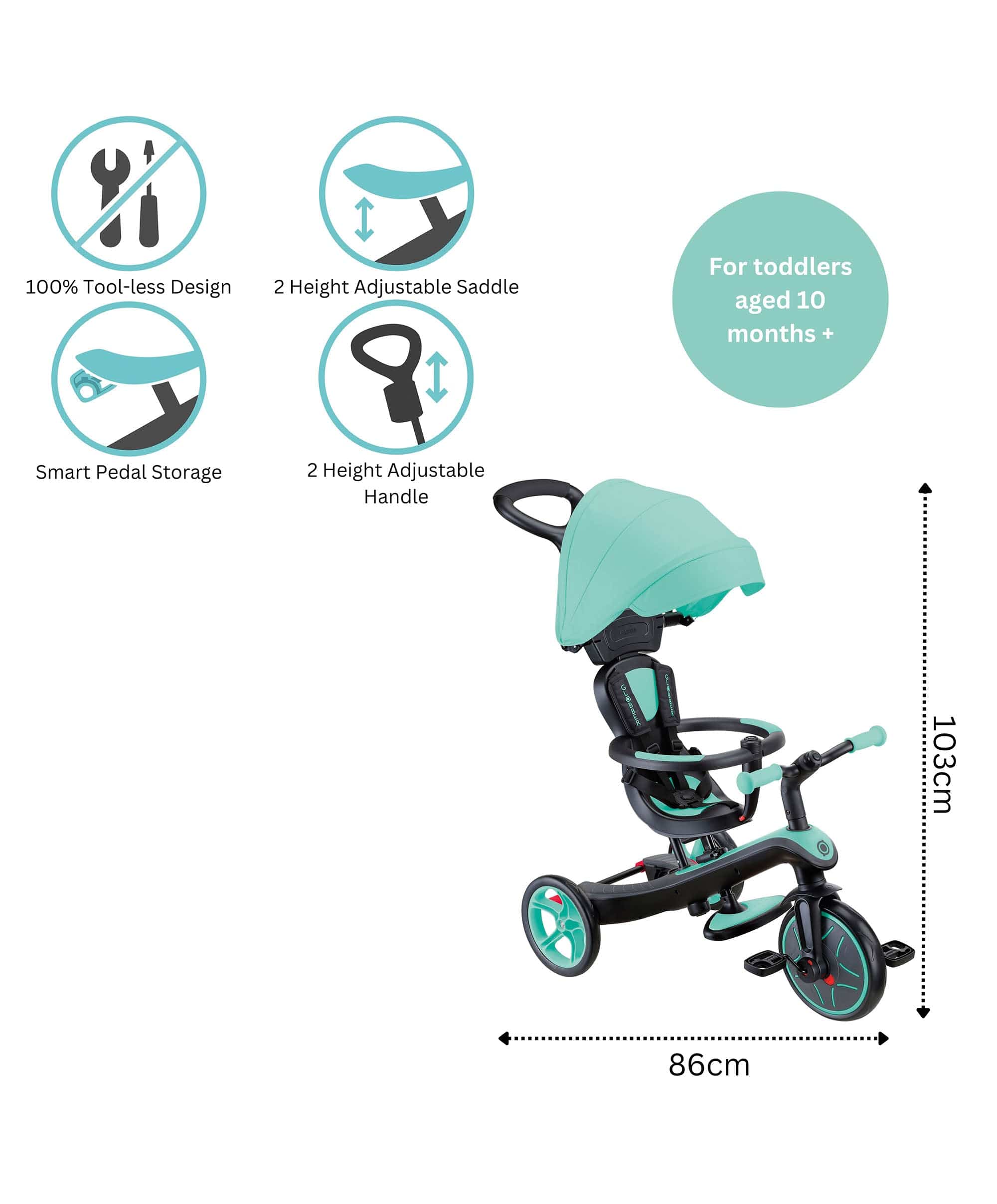 Globber Explorer Trike 4 in 1 - Mint - Image 12