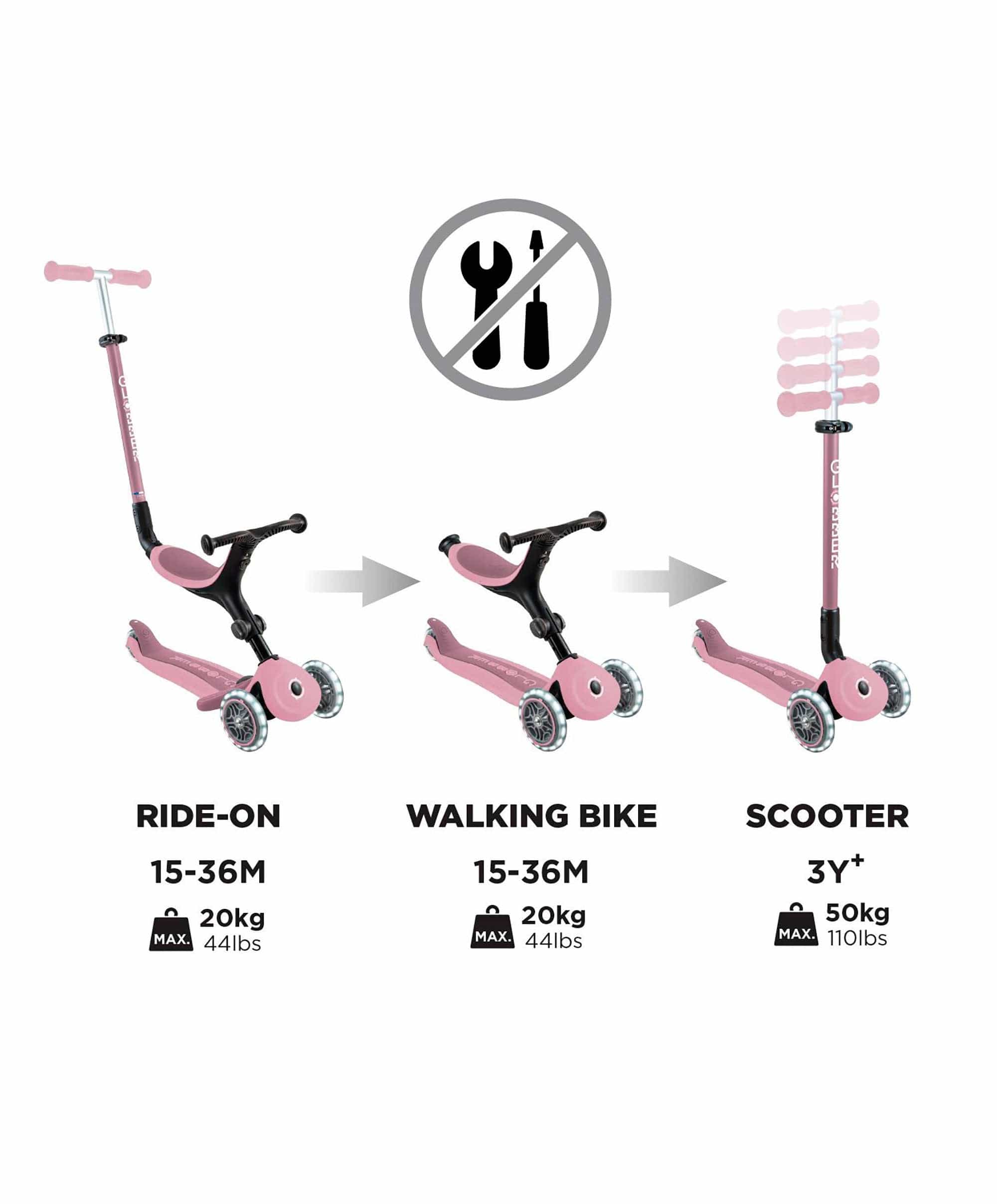 Globber Go Up Active Lights Eco - Berry - Image 9