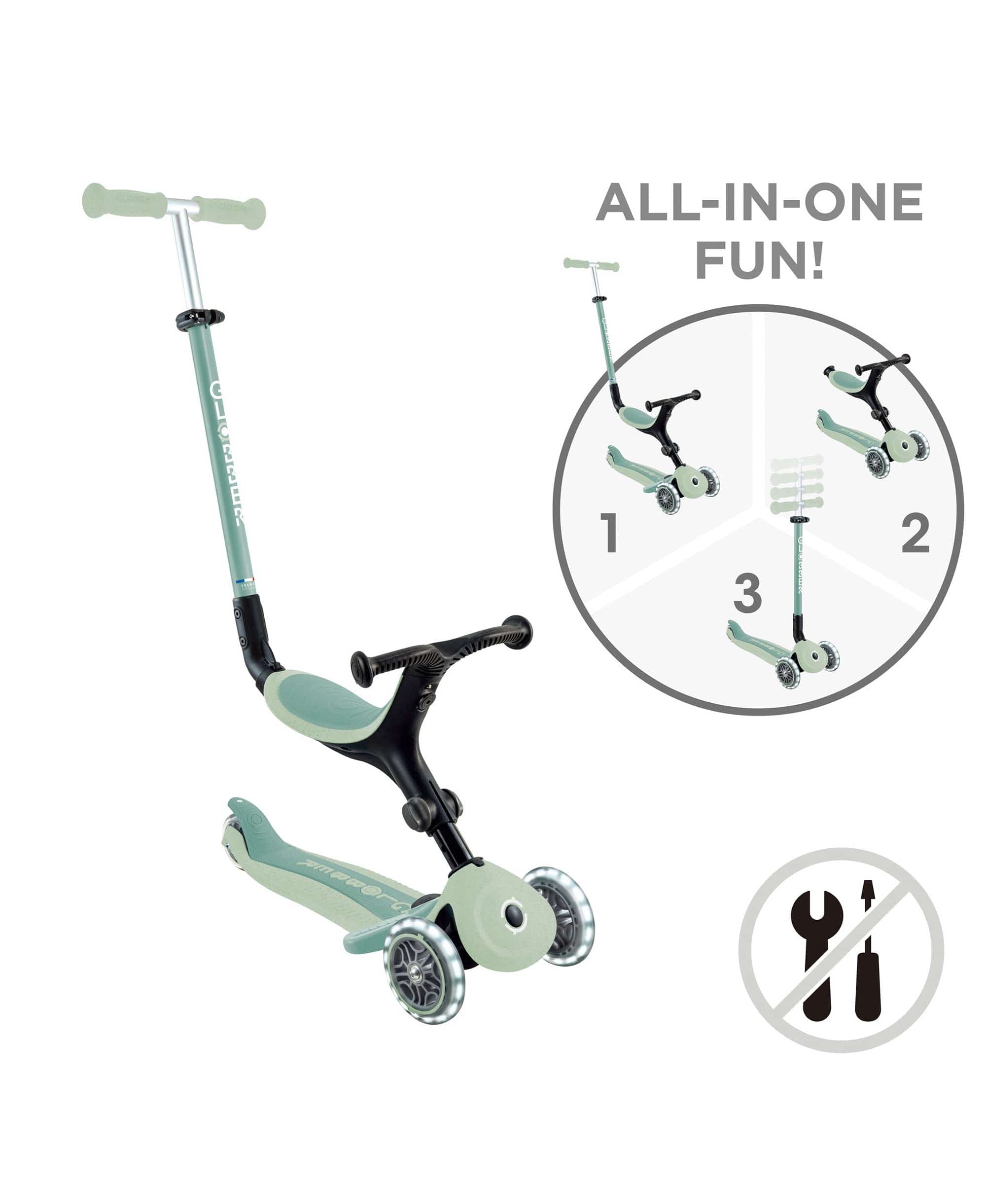 Globber Go Up Active Lights Eco – Pistachio - Image 6