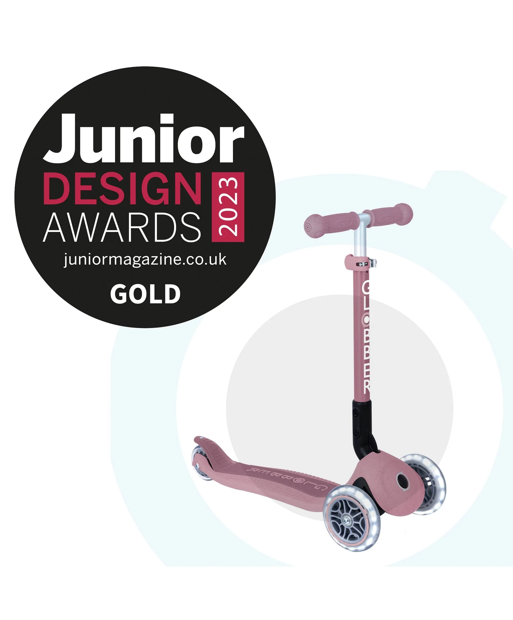 Globber Junior Foldable Lights Eco Scooter - Berry - Image 13