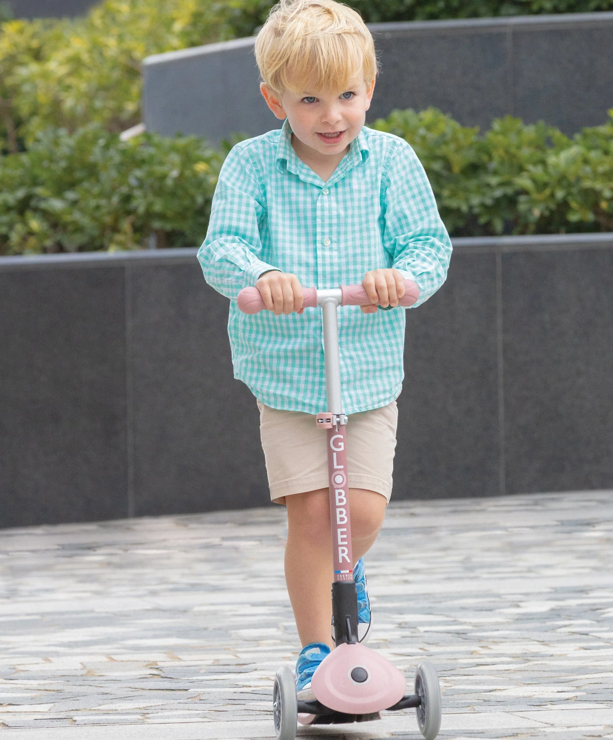 Globber Junior Foldable Lights Eco Scooter - Berry - Image 4