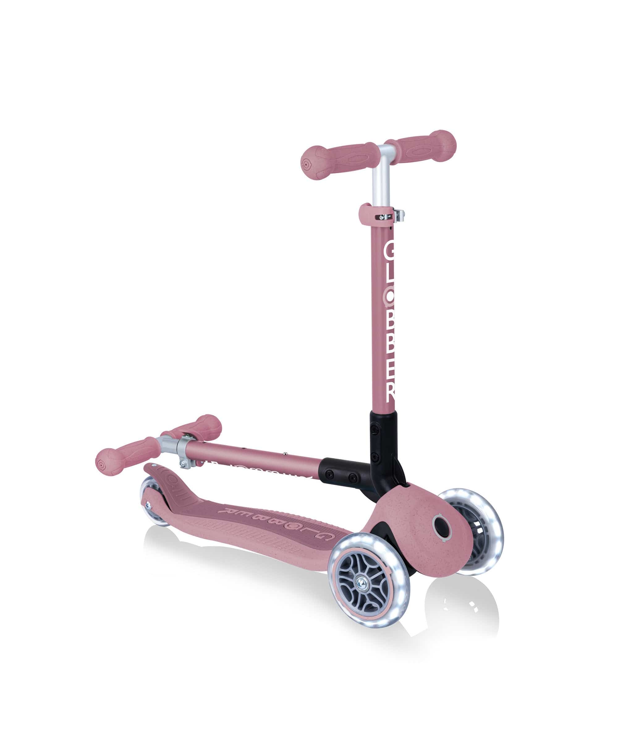 Globber Junior Foldable Lights Eco Scooter - Berry - Image 7