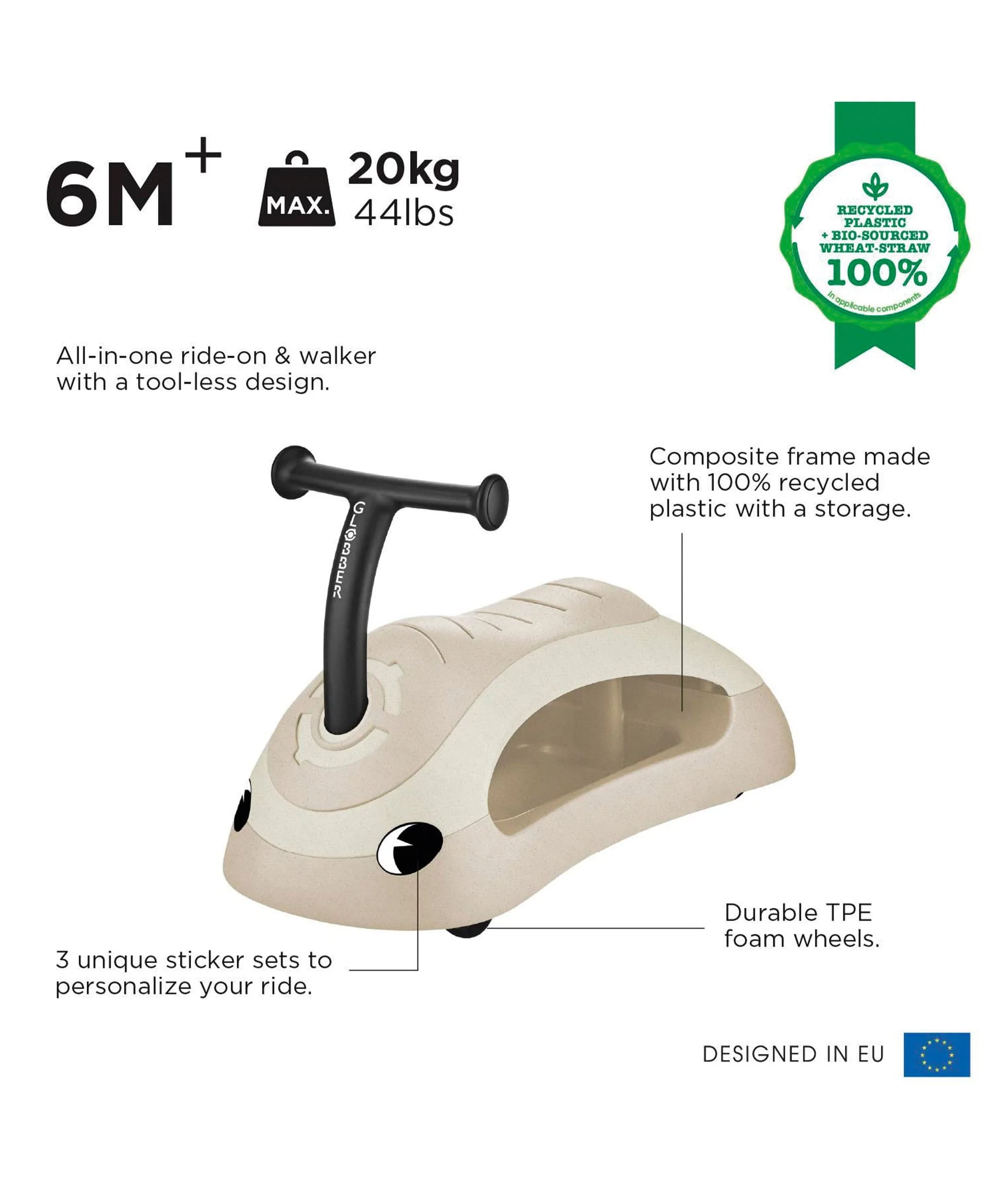 Globber Baby Walker 2in1 Ecologic - Coco - Image 8