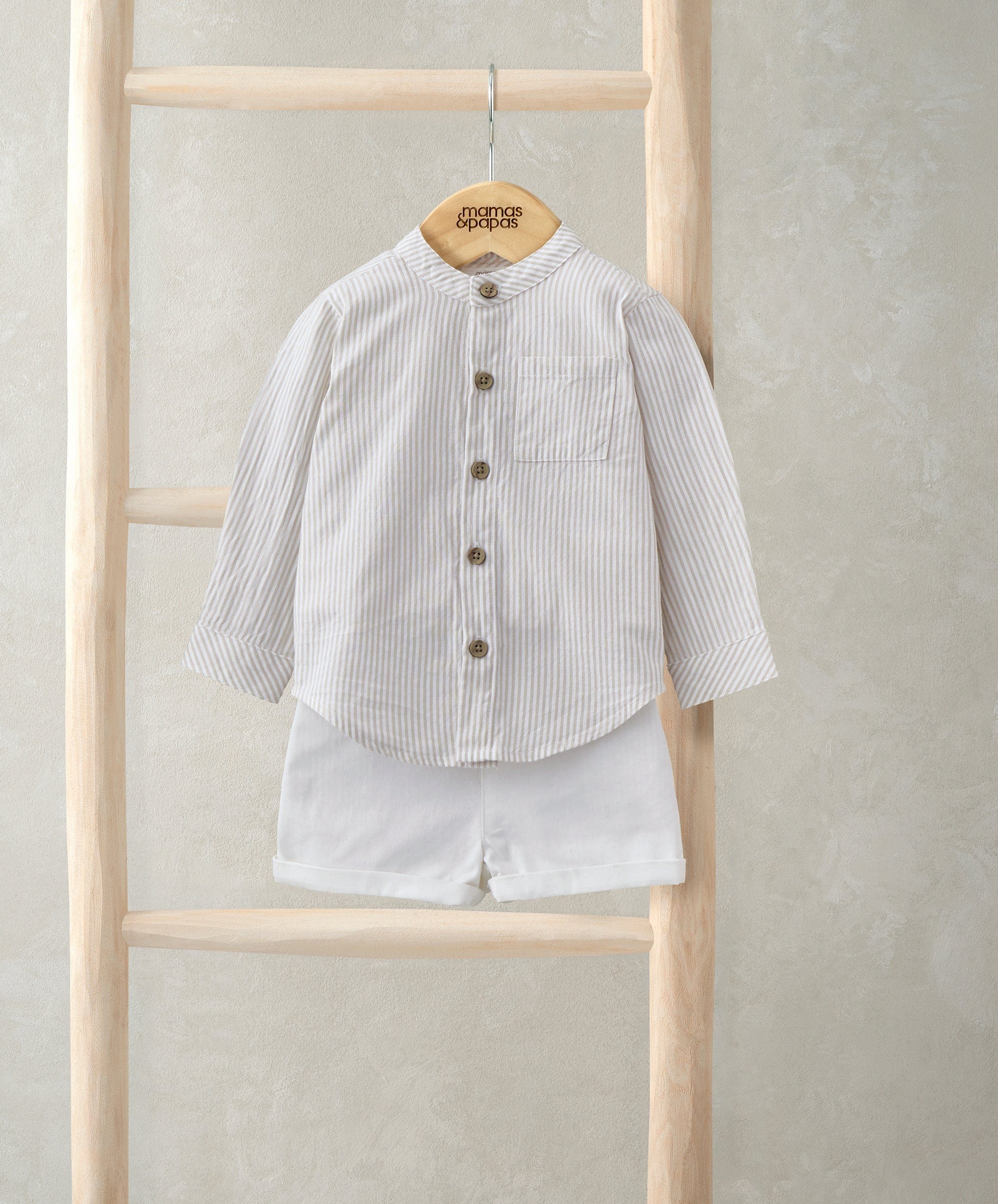 Grandad Collar Shirt & Shorts Set (2 Pieces)