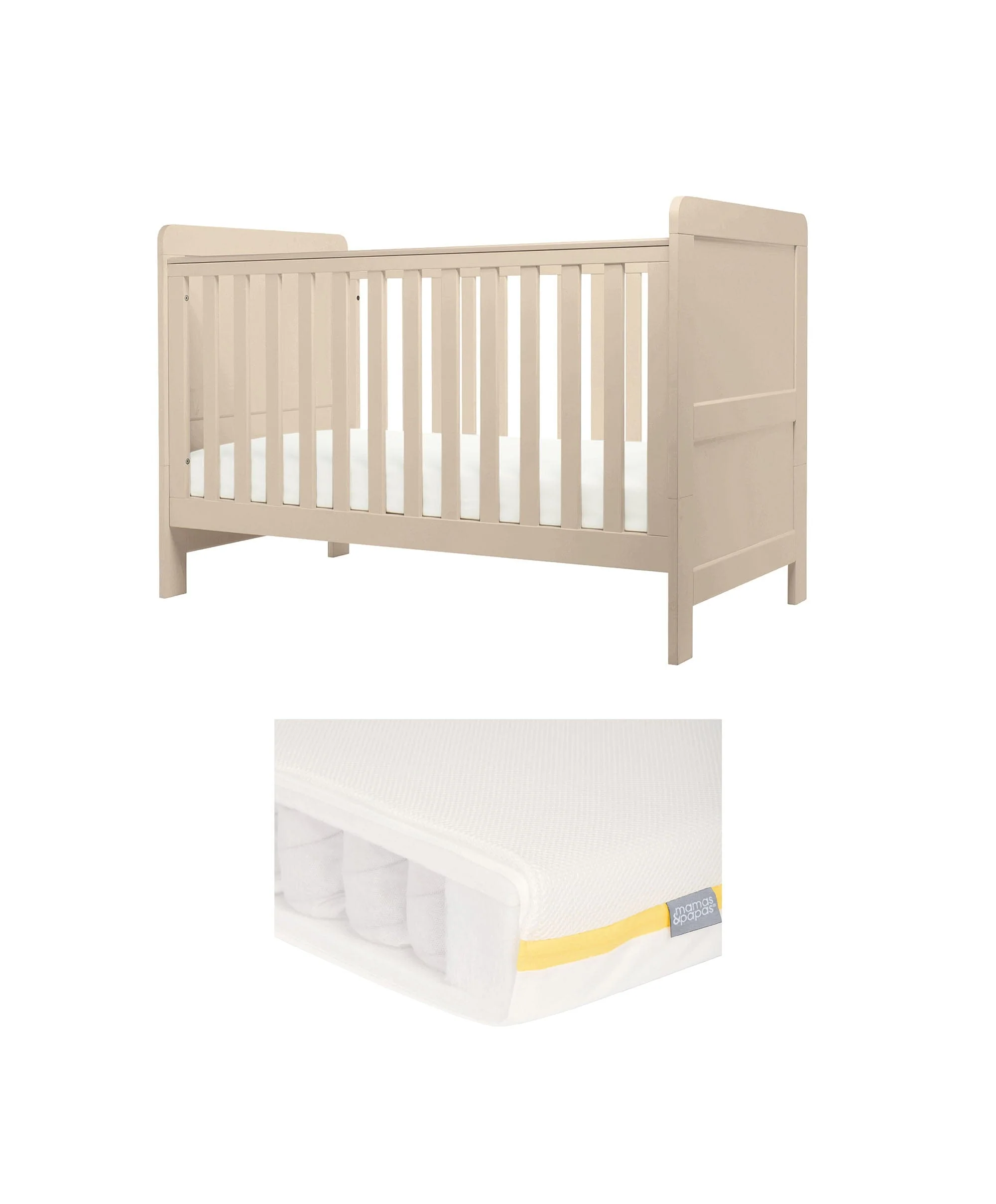 Hampden Cotbed & Essential Airflow Pocket Spring Cotbed Mattress Bundle - Cashmere