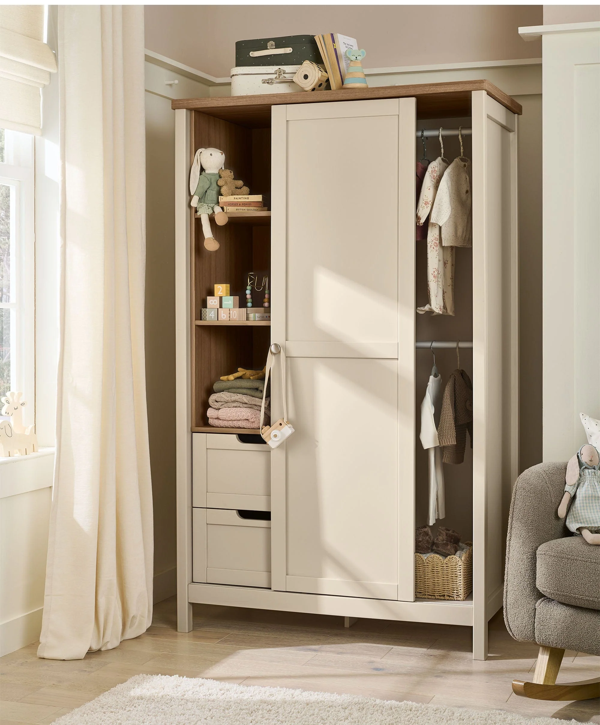 Harwell 2 Piece Cotbed Set with Wardrobe - Cashmere - Image 10