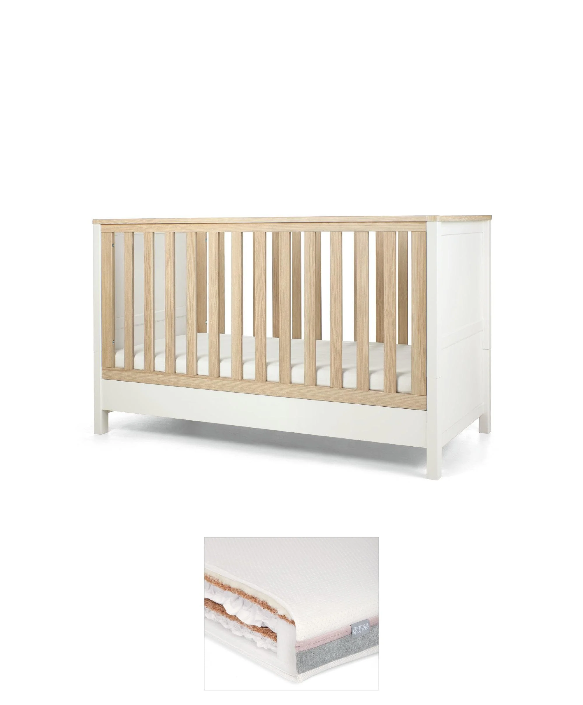 Harwell Cotbed & Luxury Hybrid Twin Mattress Bundle - White