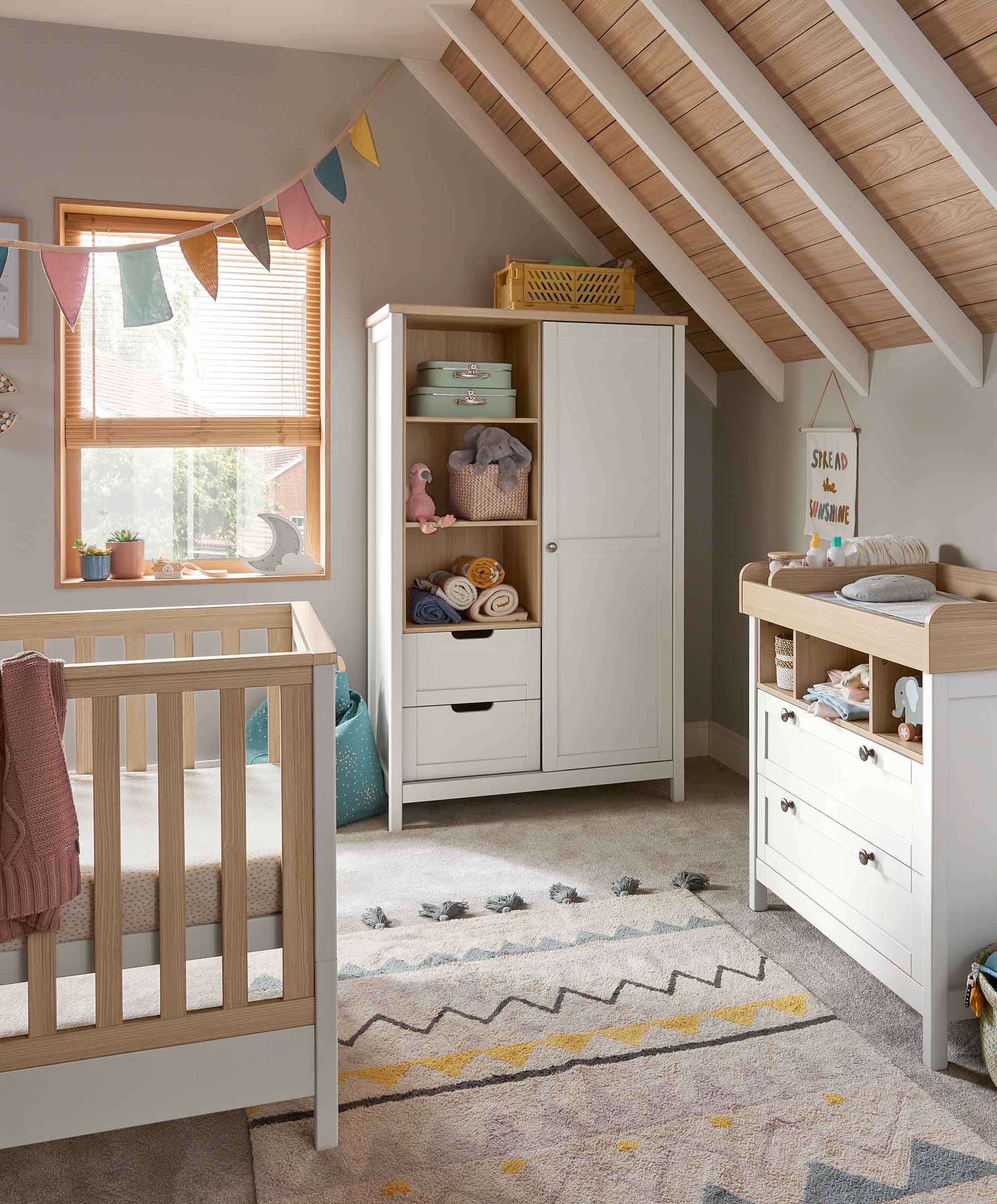 Harwell 3 Piece Cotbed Range with Dresser Changer & Wardrobe - White - Image 13