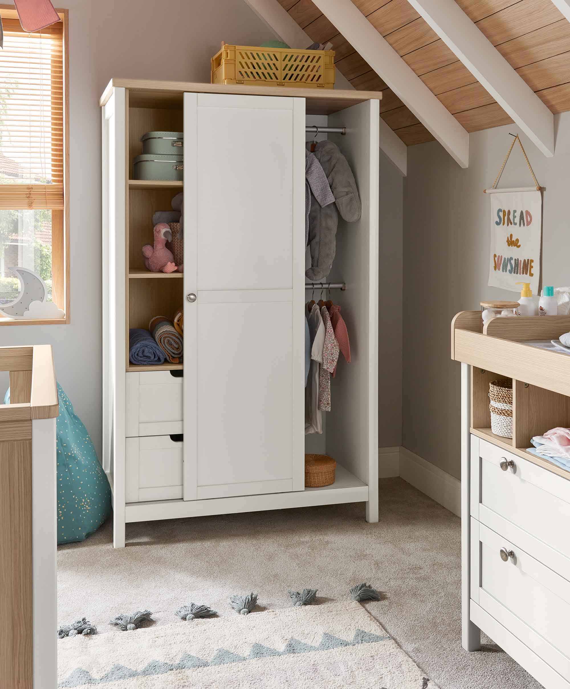 Harwell 3 Piece Cotbed Range with Dresser Changer & Wardrobe - White - Image 7
