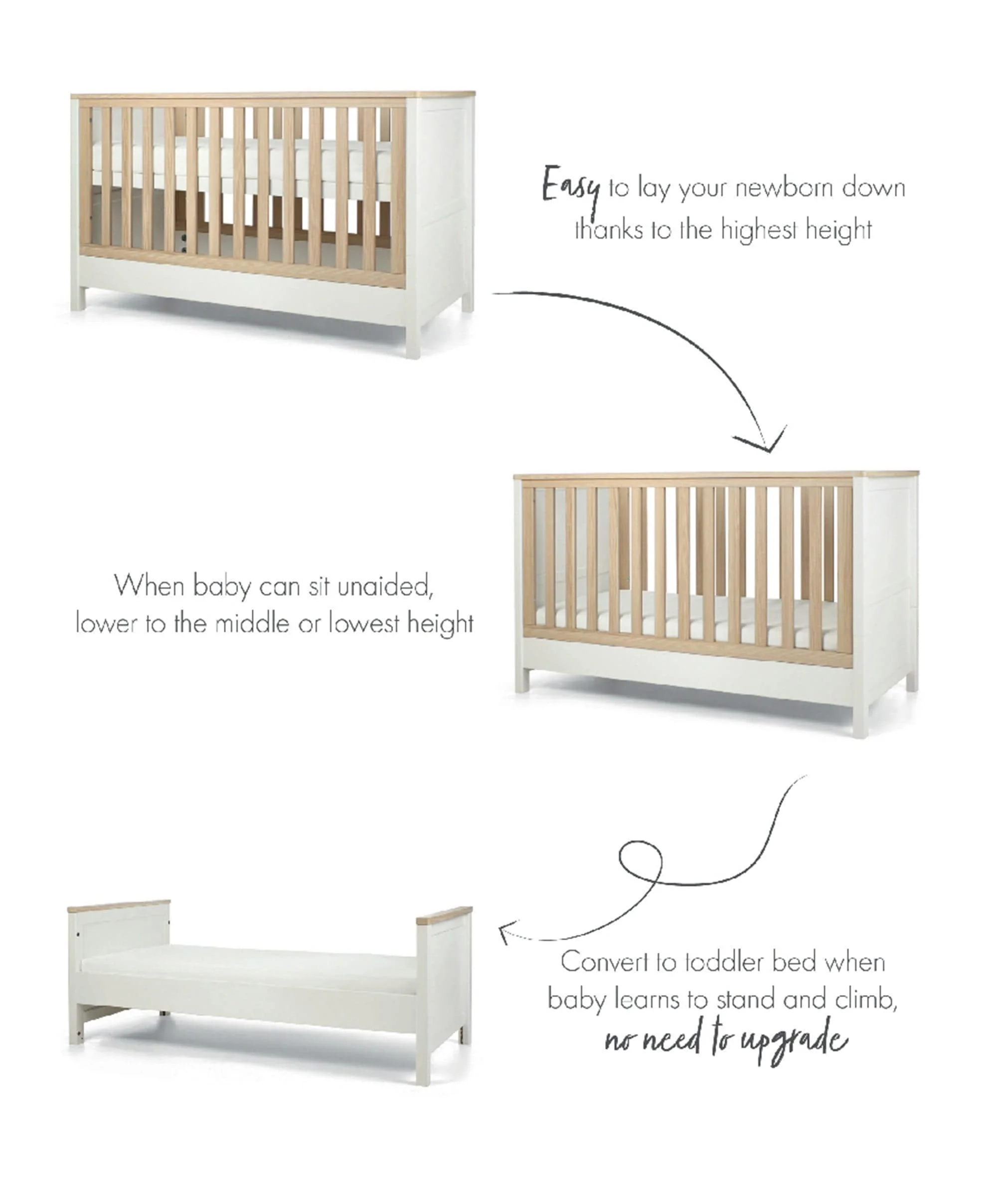 Harwell 2 Piece Cotbed Set with Dresser Changer  - White - Image 17