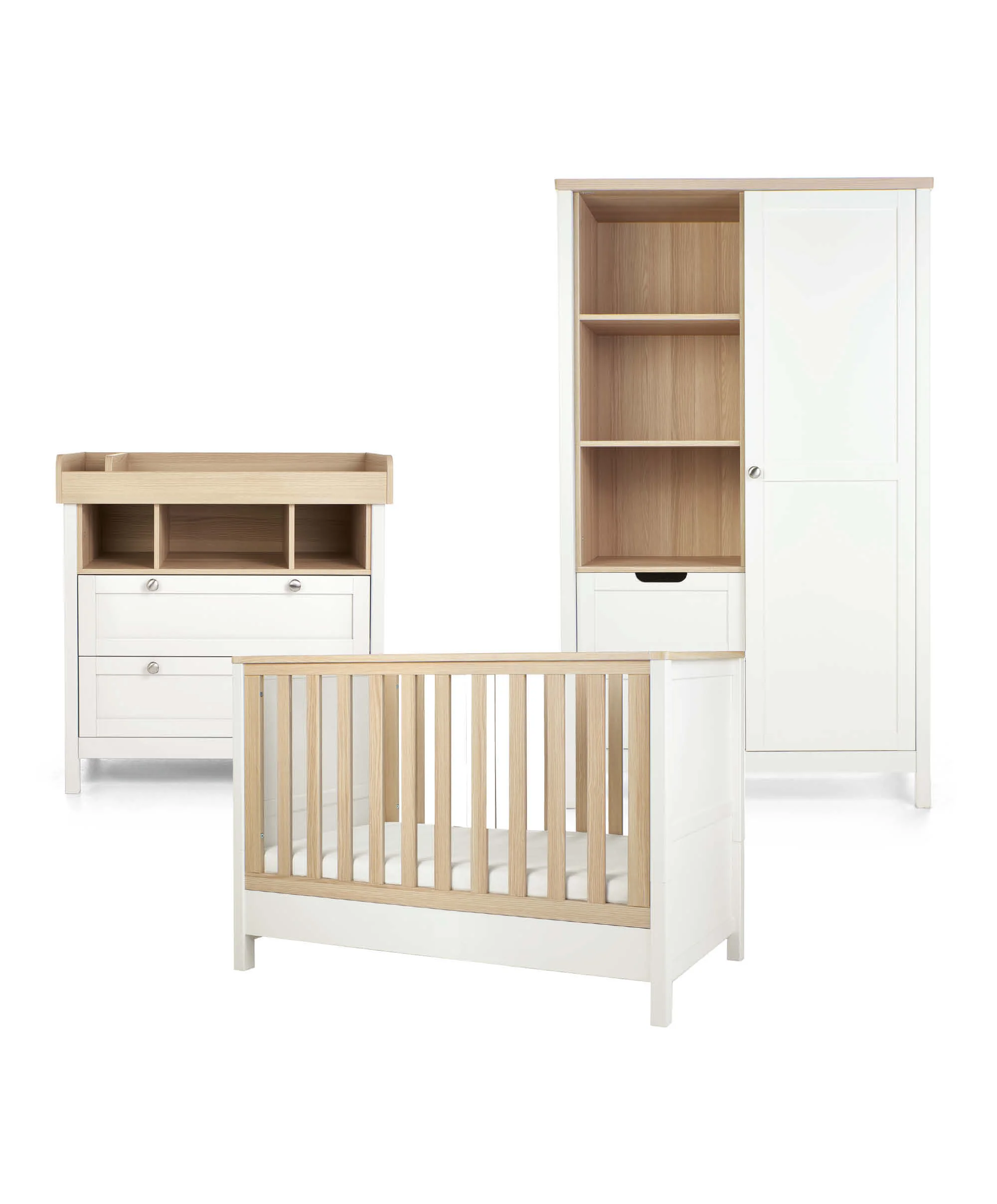 Harwell 3 Piece Small Cotbed Range with Dresser Changer & Wardrobe - White