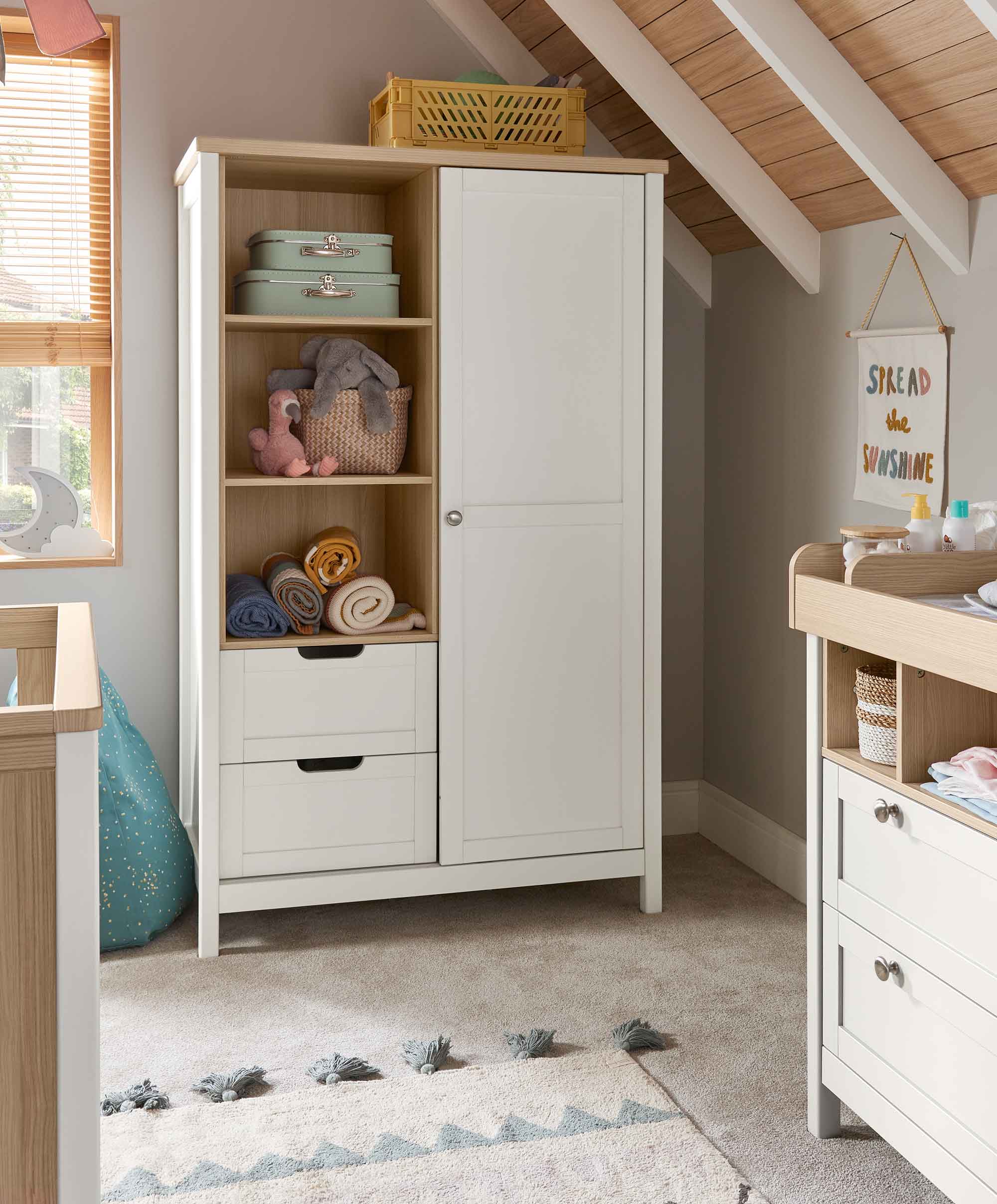 Harwell 3 Piece Small Cotbed Range with Dresser Changer & Wardrobe - White - Image 6