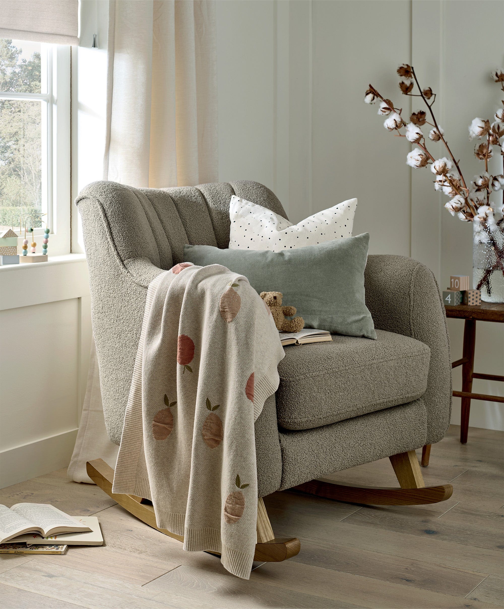 Hilston Nursing Chair & Footstool Set - Mink Boucle - Image 10