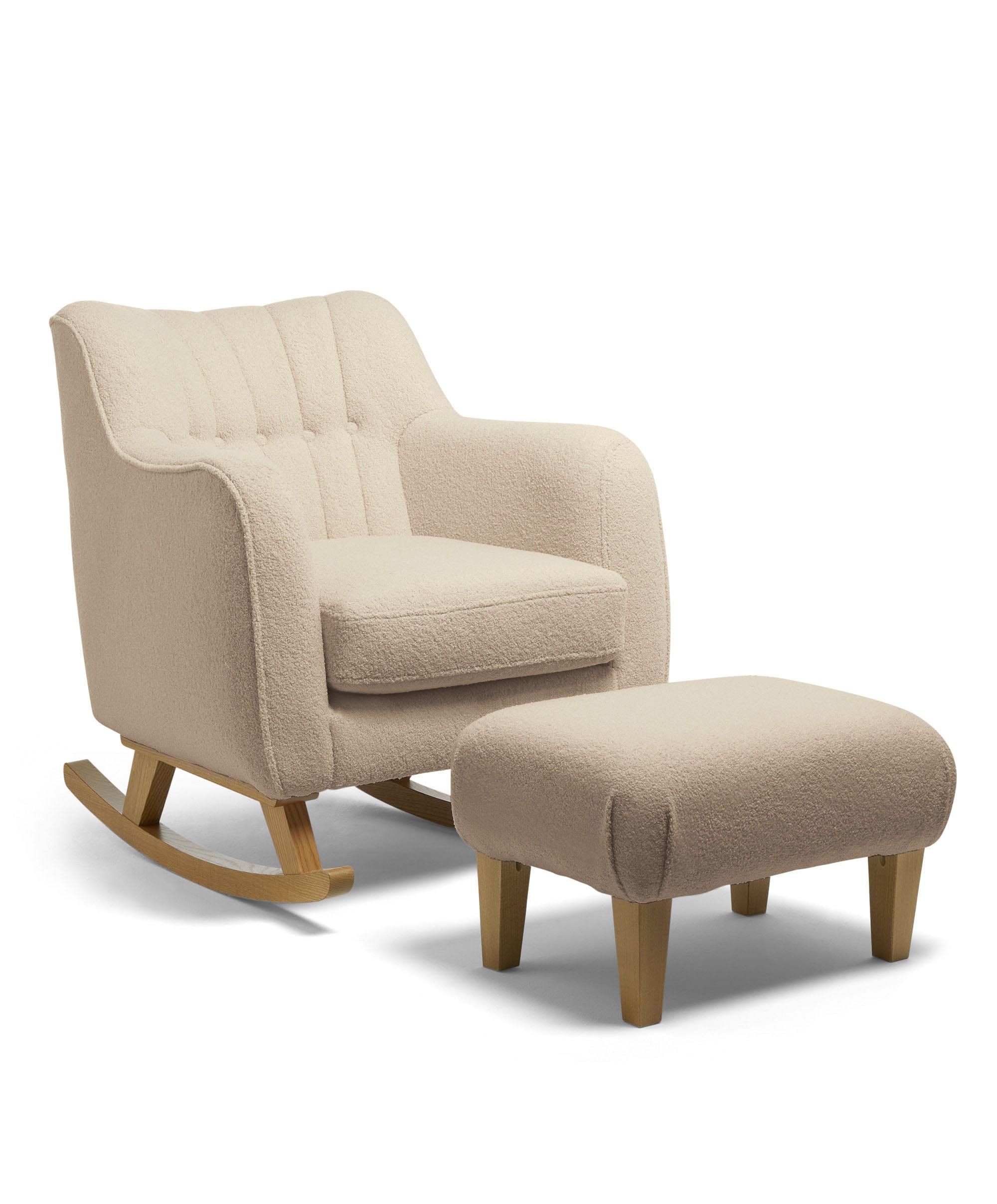 Hilston Nursing Chair & Footsool Set - Oatmeal Boucle - Image 2