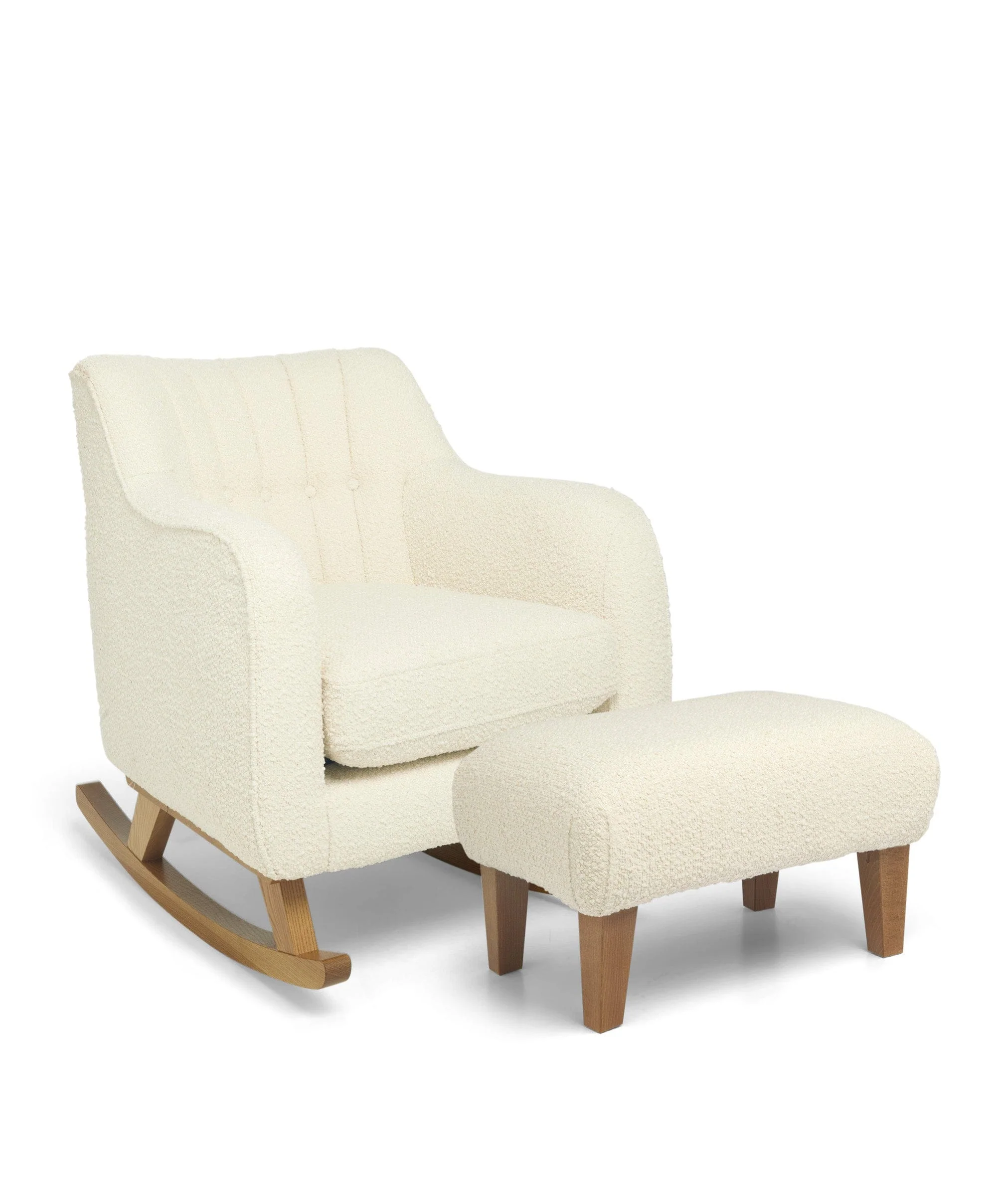 Hilston Nursing Chair & Footsool Set - Oyster Chenille Boucle - Image 2