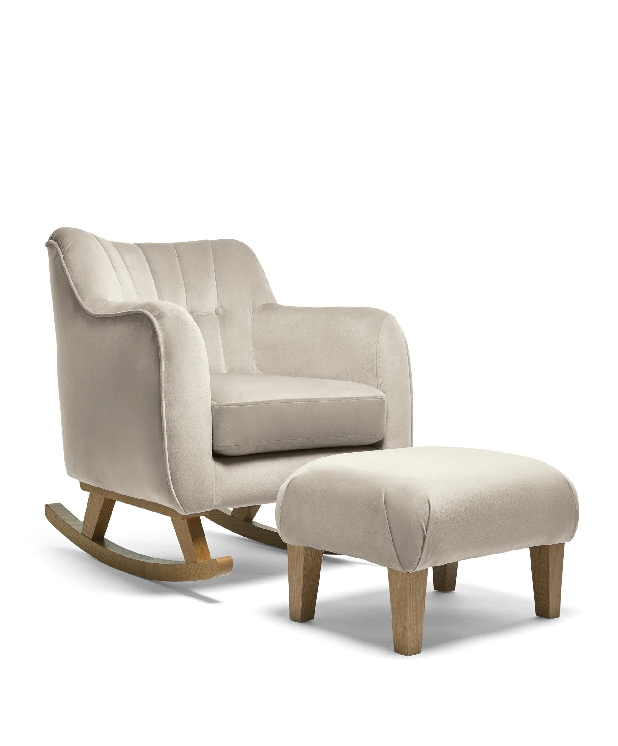 Hilston Nursing Chair & Footsool Set - Stone Velvet - Image 8