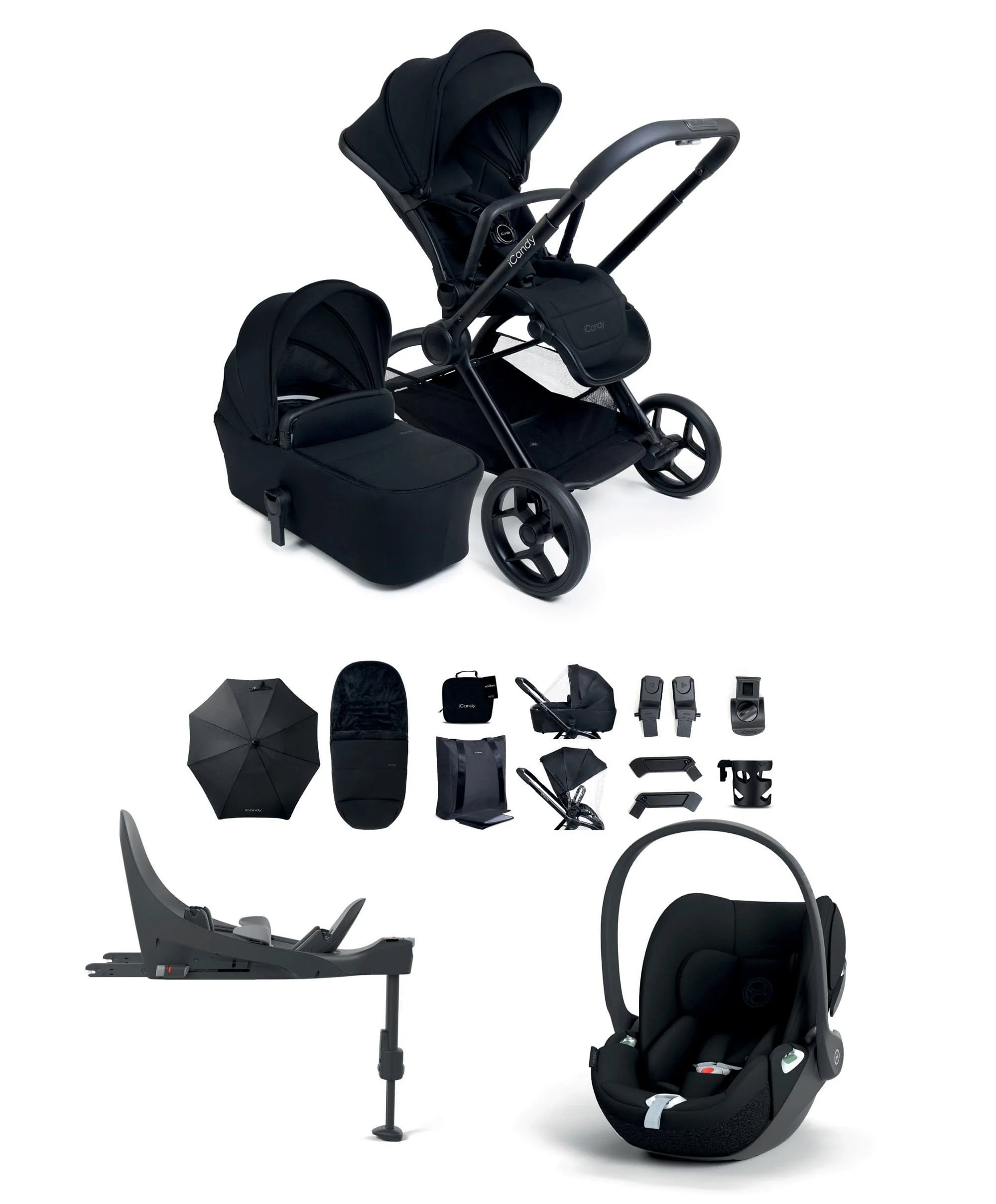iCandy Core 2 Pushchair Bundle With Cybex Cloud T Car Seat & Base - Black