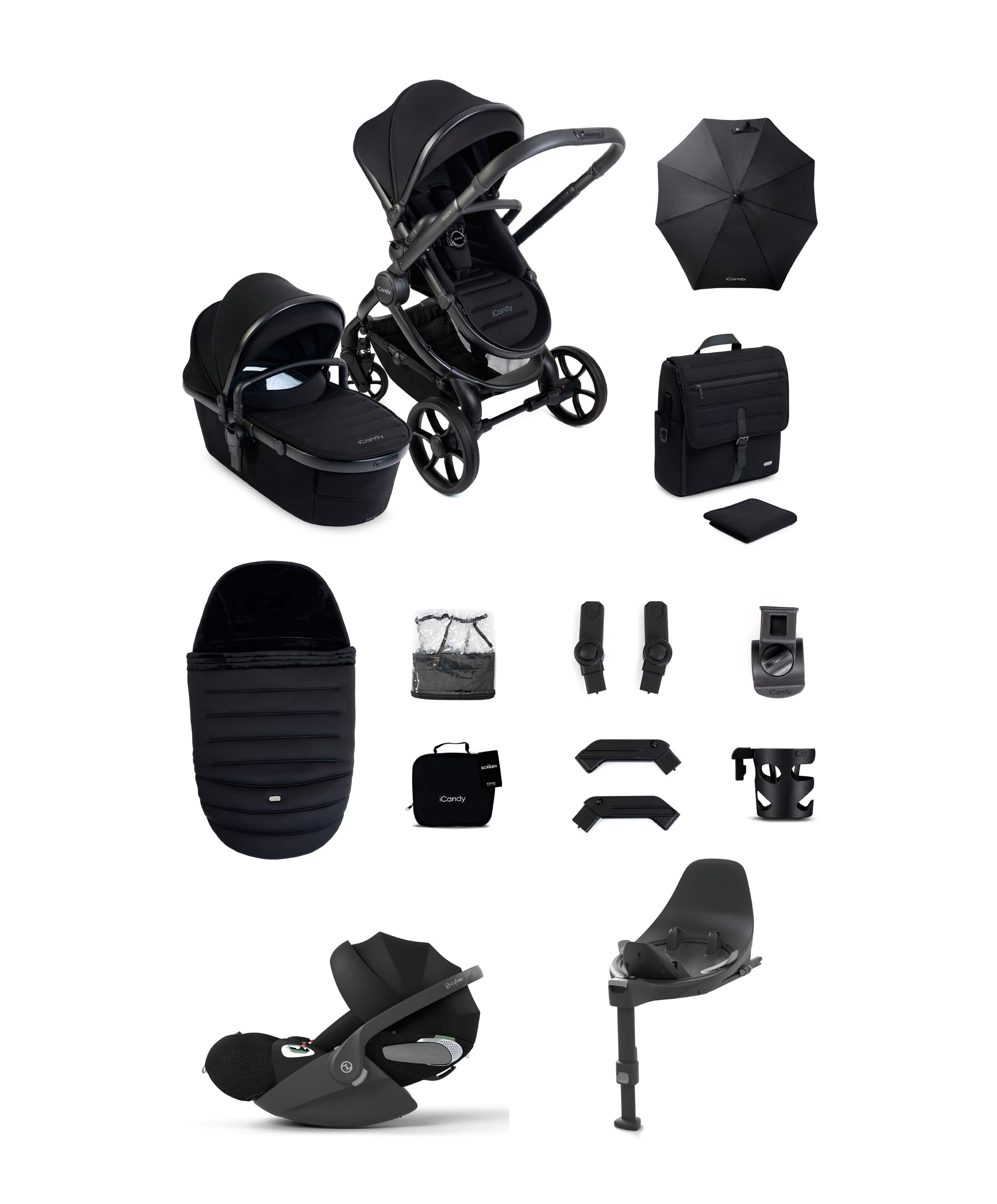 iCandy Peach 8 Complete Bundle with Cybex Cloud T i-Size Rotating Baby Car Seat - Black