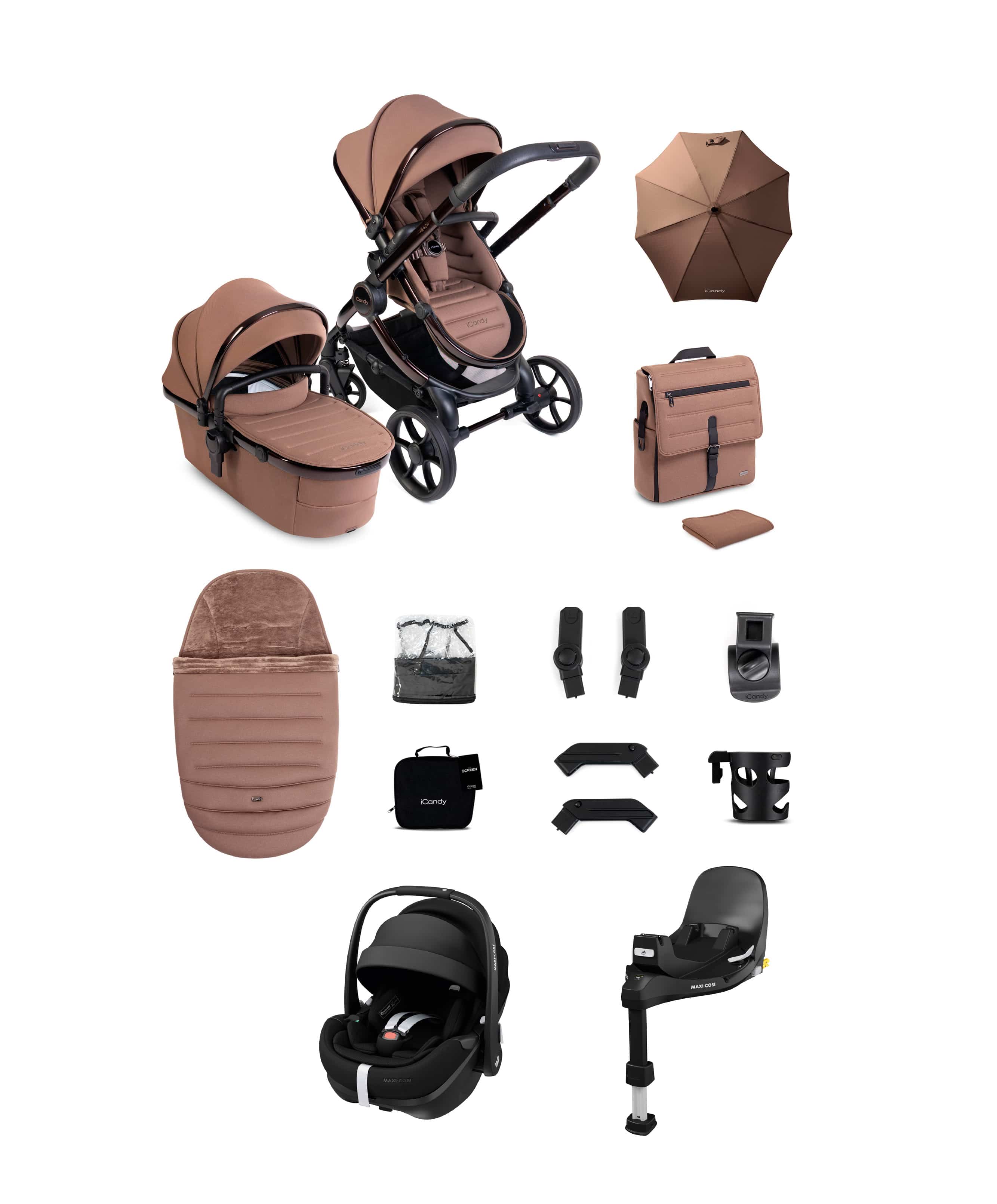iCandy Peach 8 Complete Bundle with Maxi-Cosi Pebble 360 Pro2 Car Seat - Coco