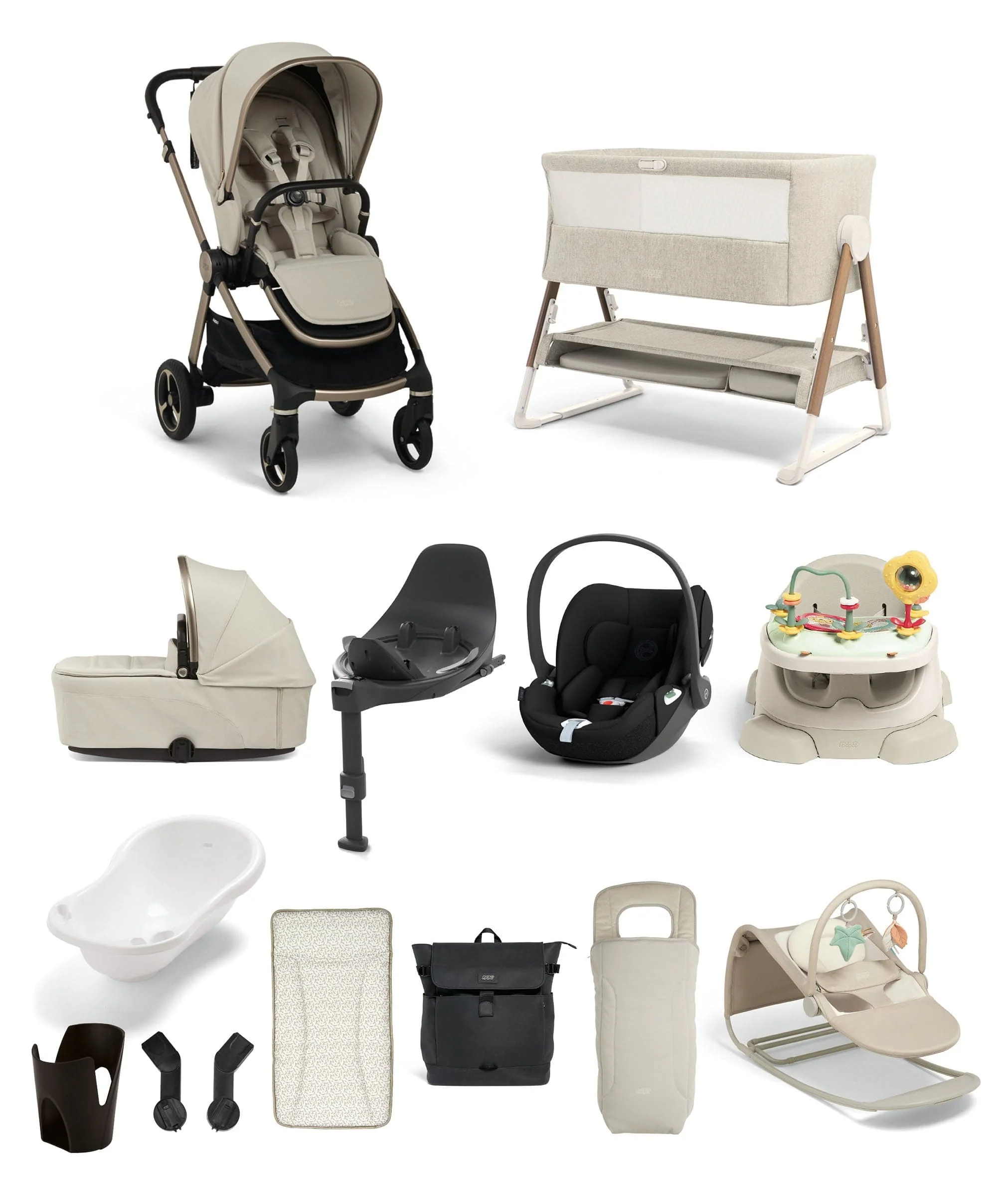 Vardo Pushchair Ultimate Newborn Bundle with Cybex Cloud T (13 Pieces) - Shell