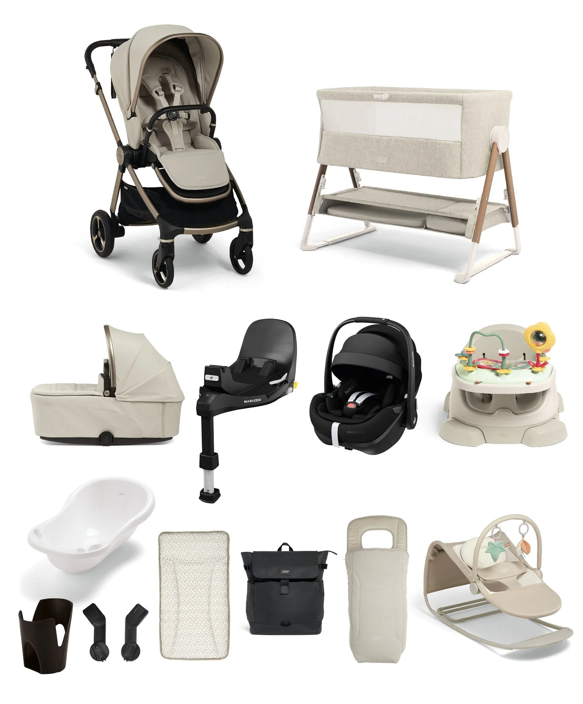 Vardo Pushchair Ultimate Newborn Bundle with Maxi-Cosi Pebble 360 Pro2 (13 Pieces) - Shell