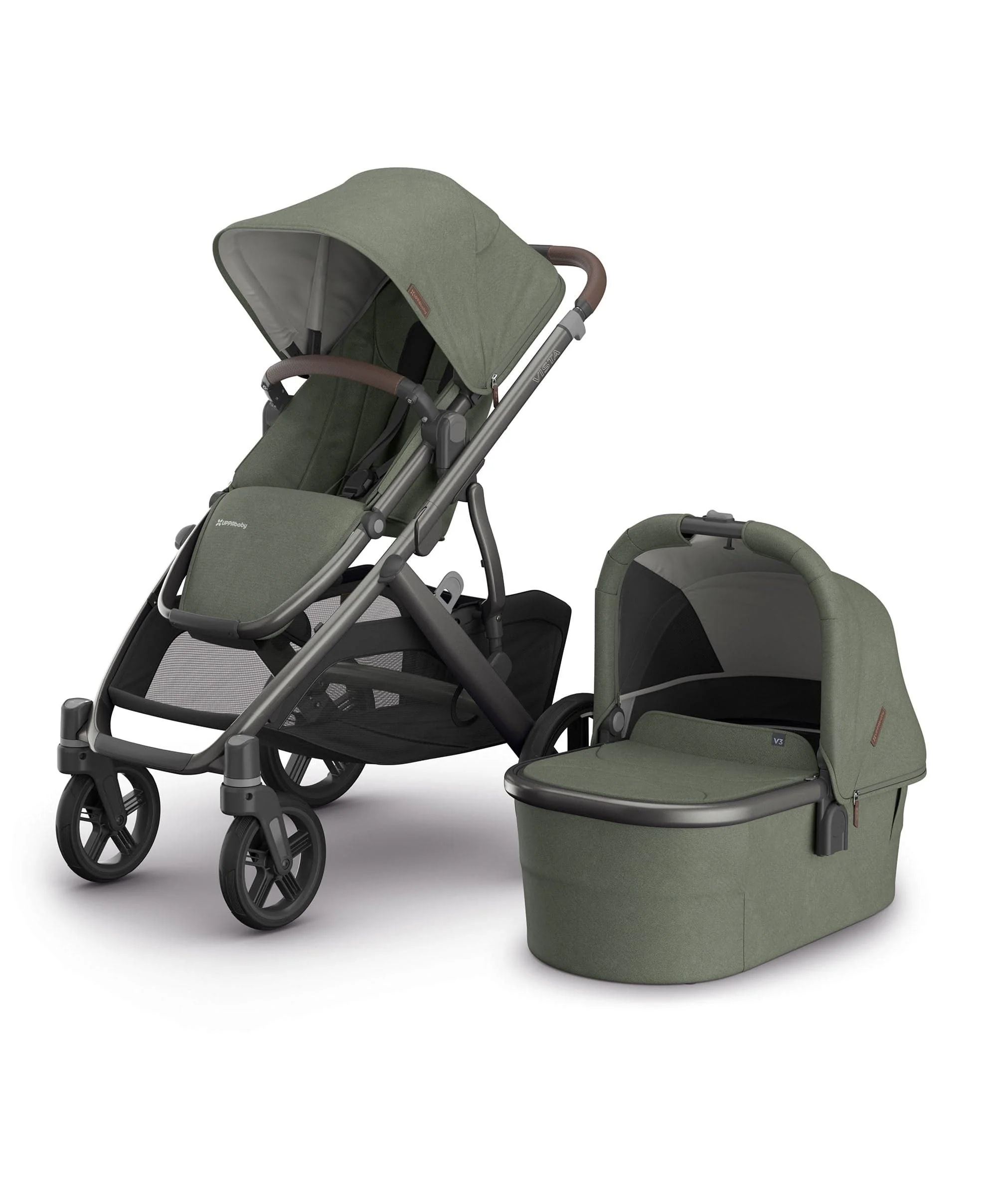 UPPAbaby Vista V3 Stroller & Carrycot Bundle with Cybex Cloud T i-Size Rotating Baby Car Seat & Base (5 Pieces) – Evelyn - Image 2