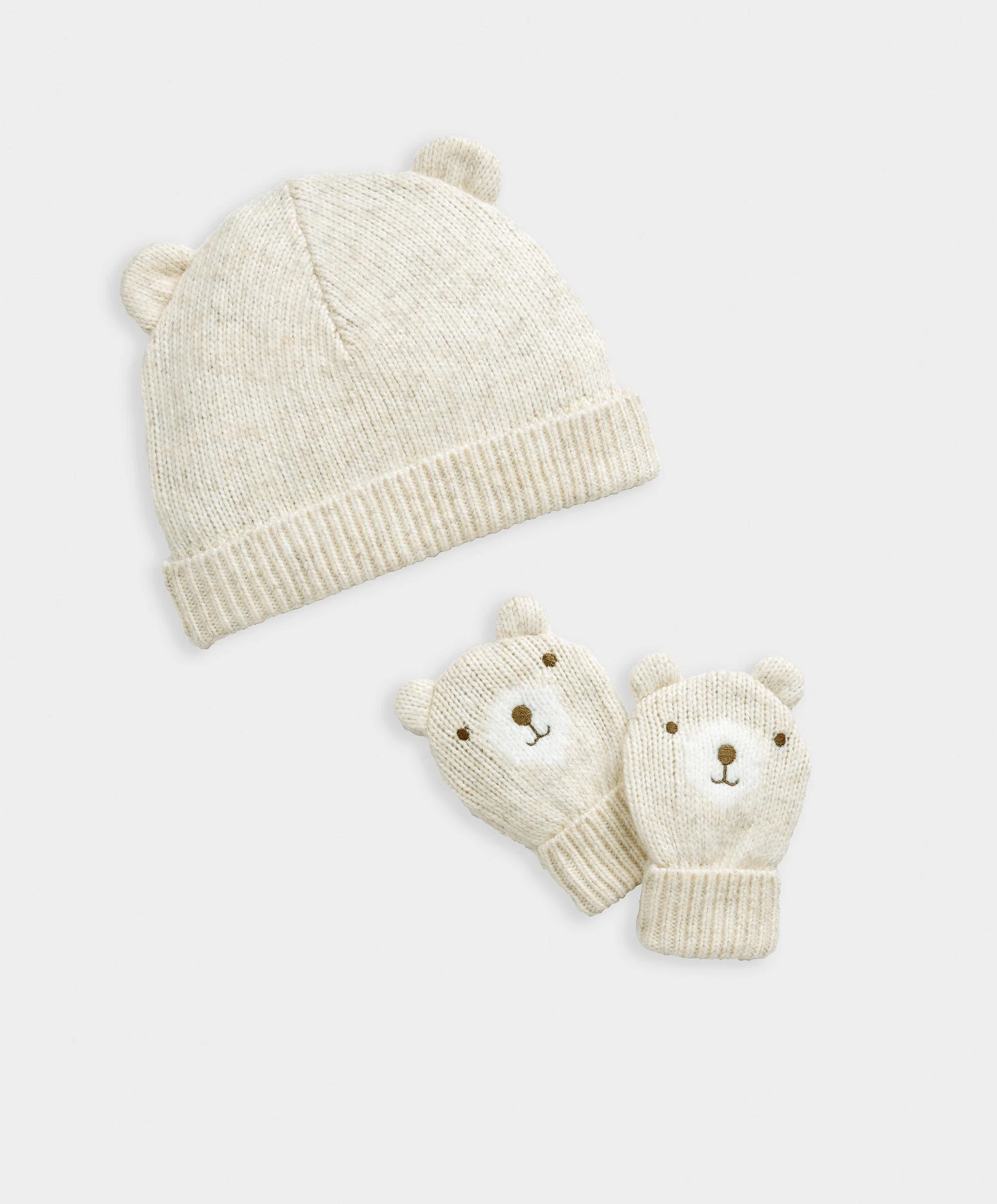 Bear Knitted Hat & Mitts Set - Image 2