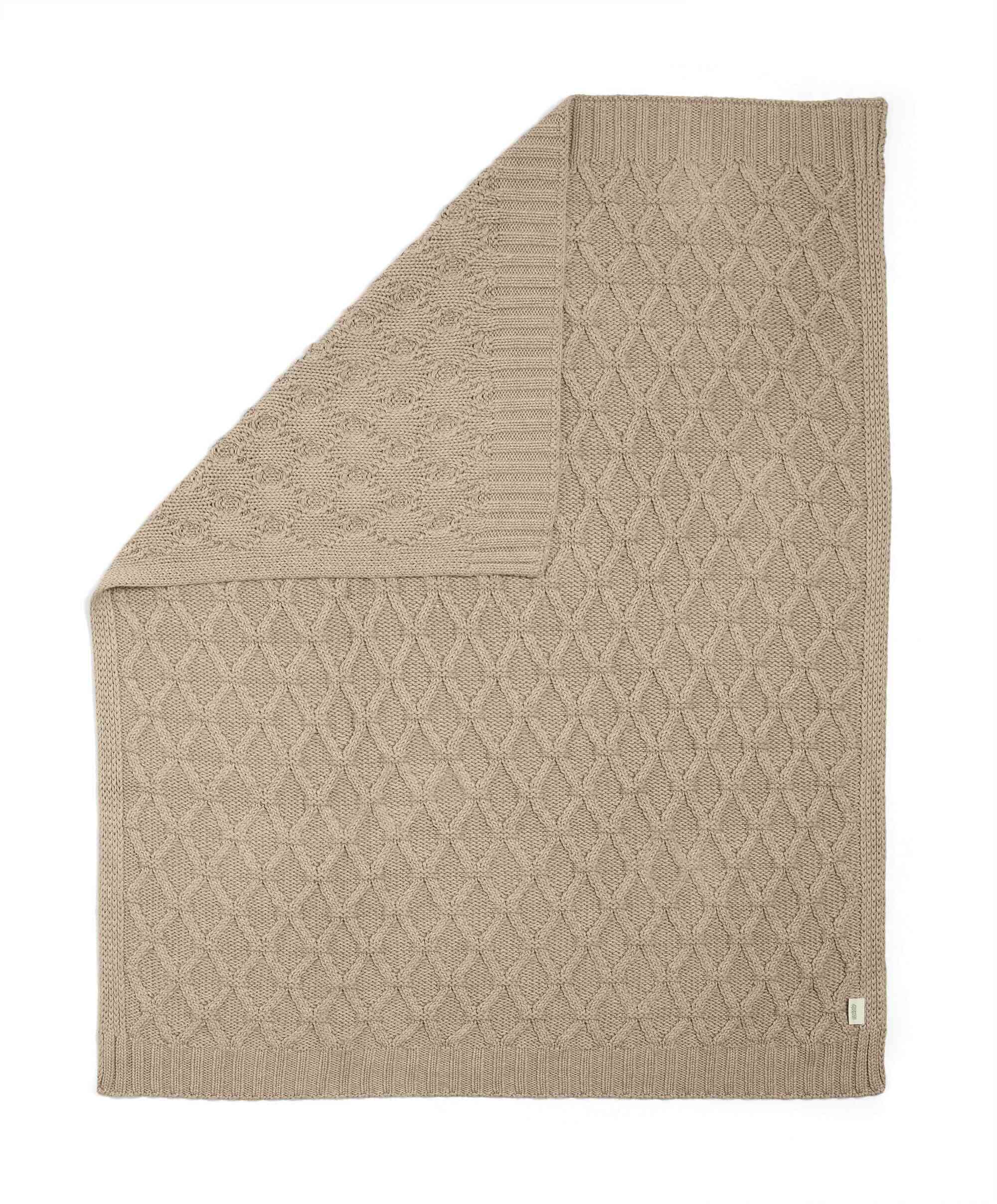 Cable Knit Blanket - Welcome to the World Seedling - Mocha - Image 7