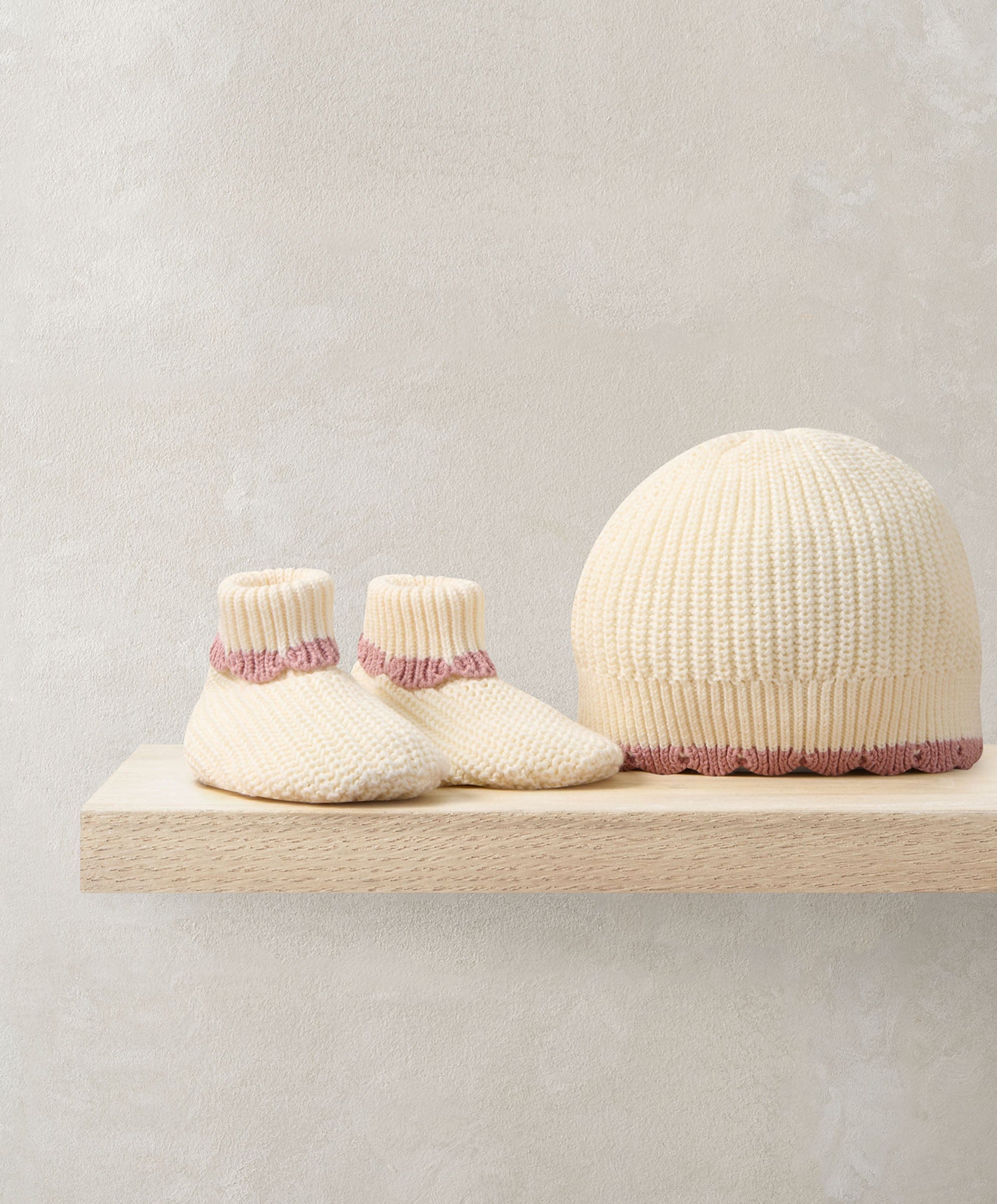 Pink Knitted Hat & Booties