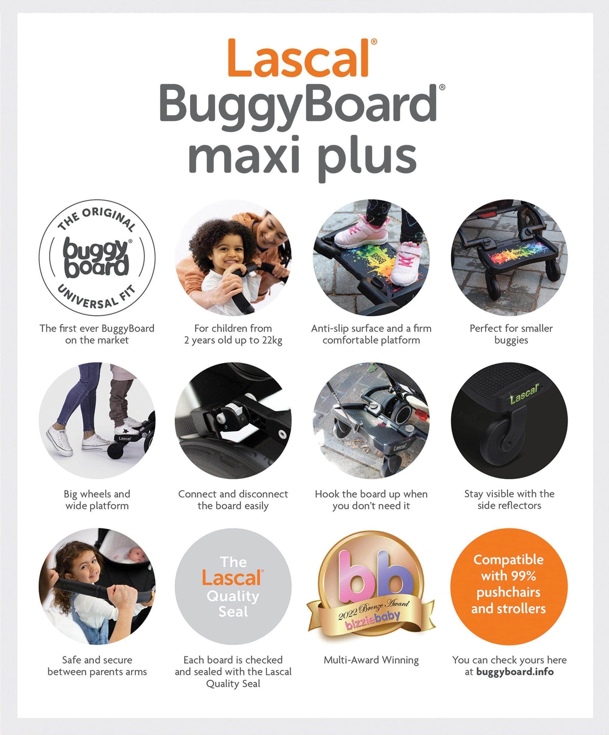 Lascal Black Maxi BuggyBoard&reg; Plus Grey Saddle - Image 8