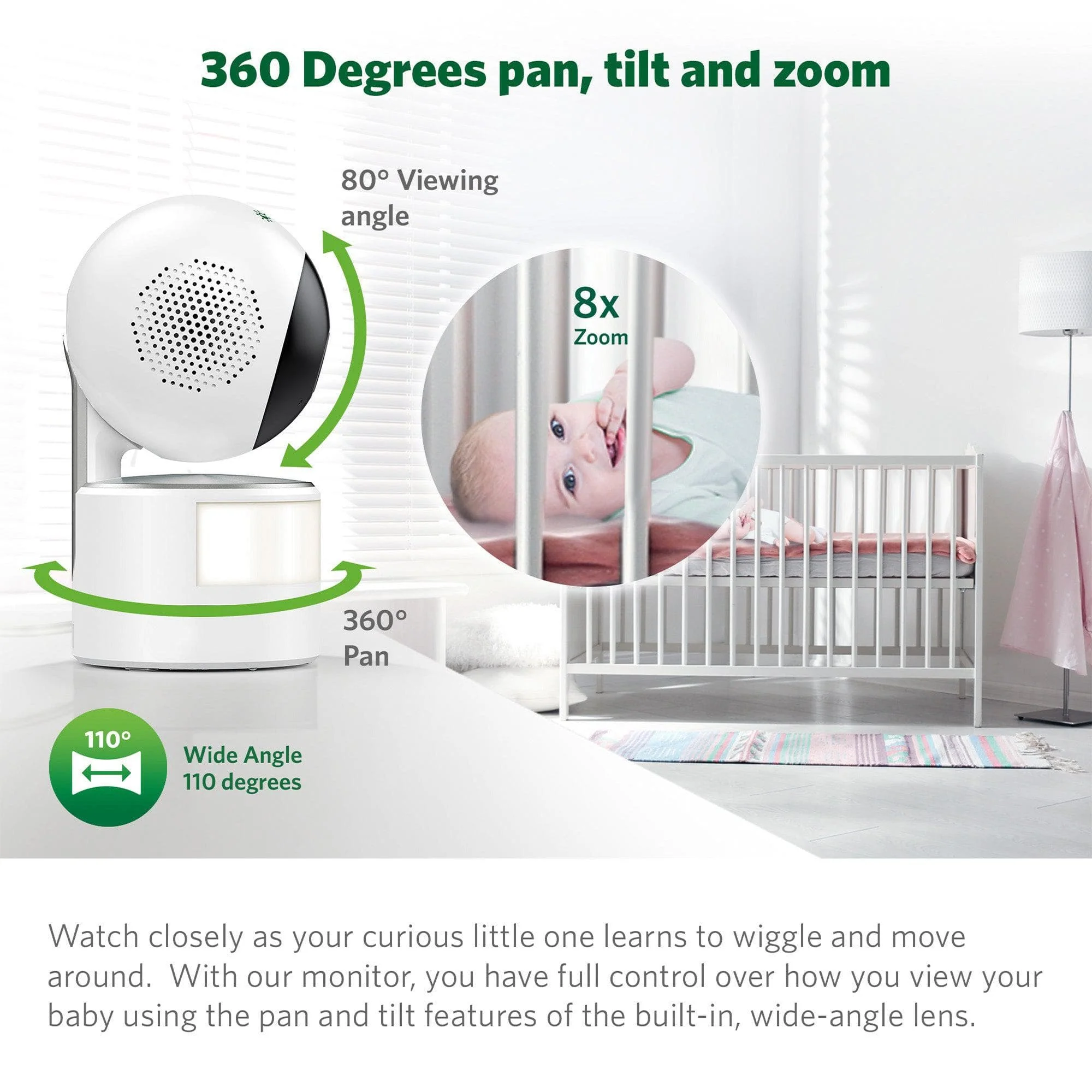 LeapFrog LF920HD 7 Inch Video Baby Monitor with Colour Night Vision - White - Image 5