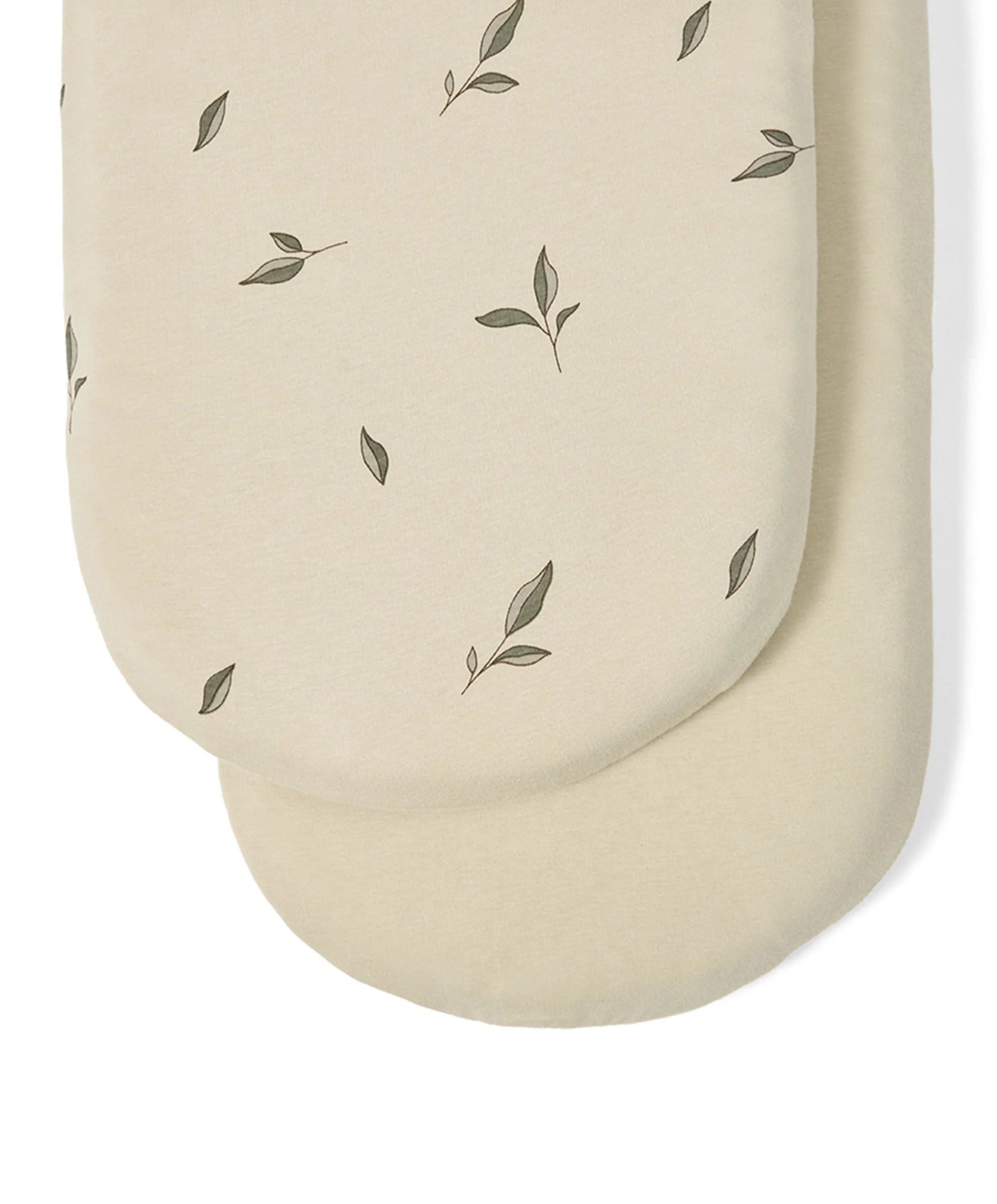 Little Green Sheep Moses Basket Sheets (Pack of 2)  Leaf Print - Image 3
