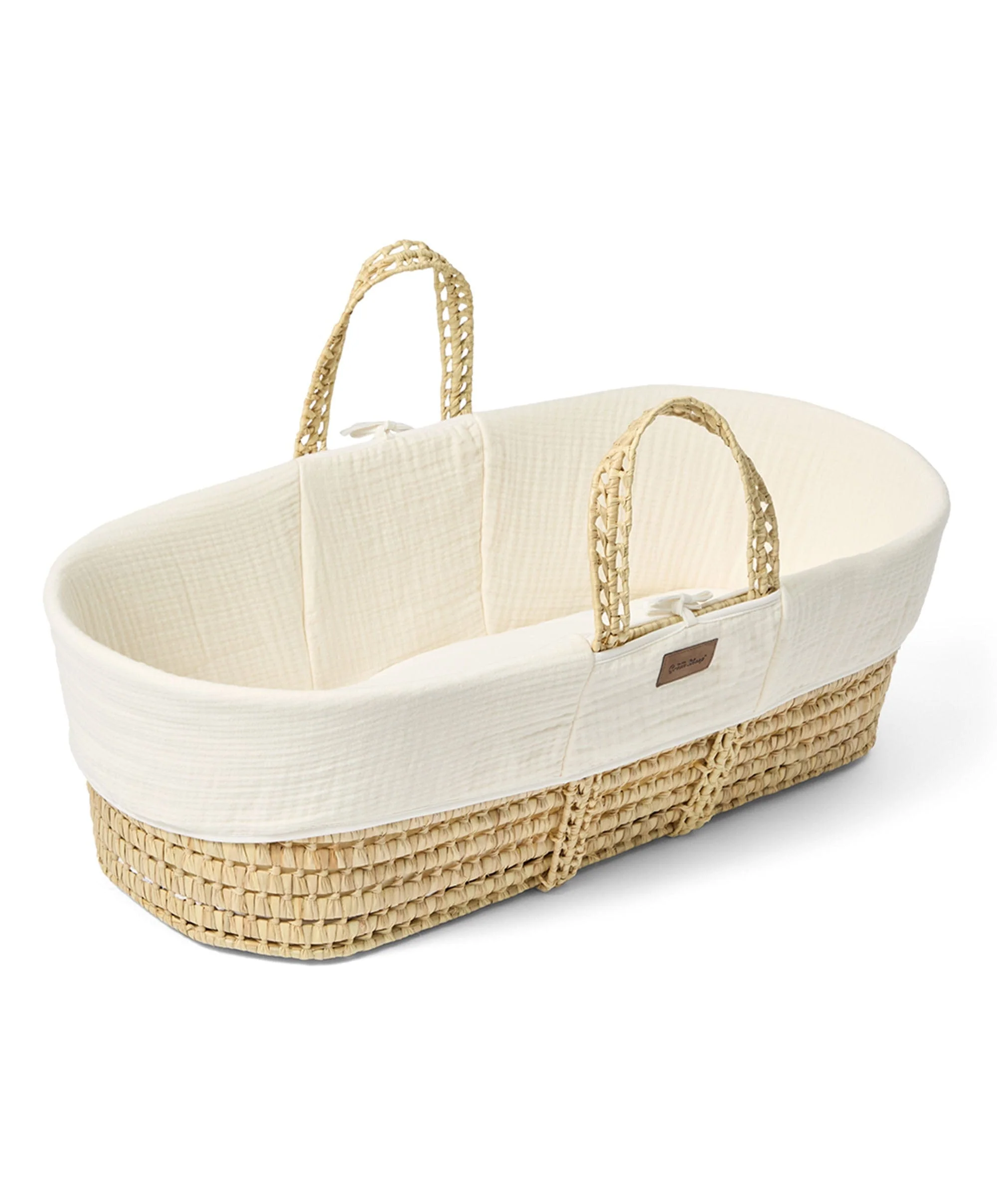 Little Green Sheep Muslin Moses Basket & Mattress - Ecru - Image 5