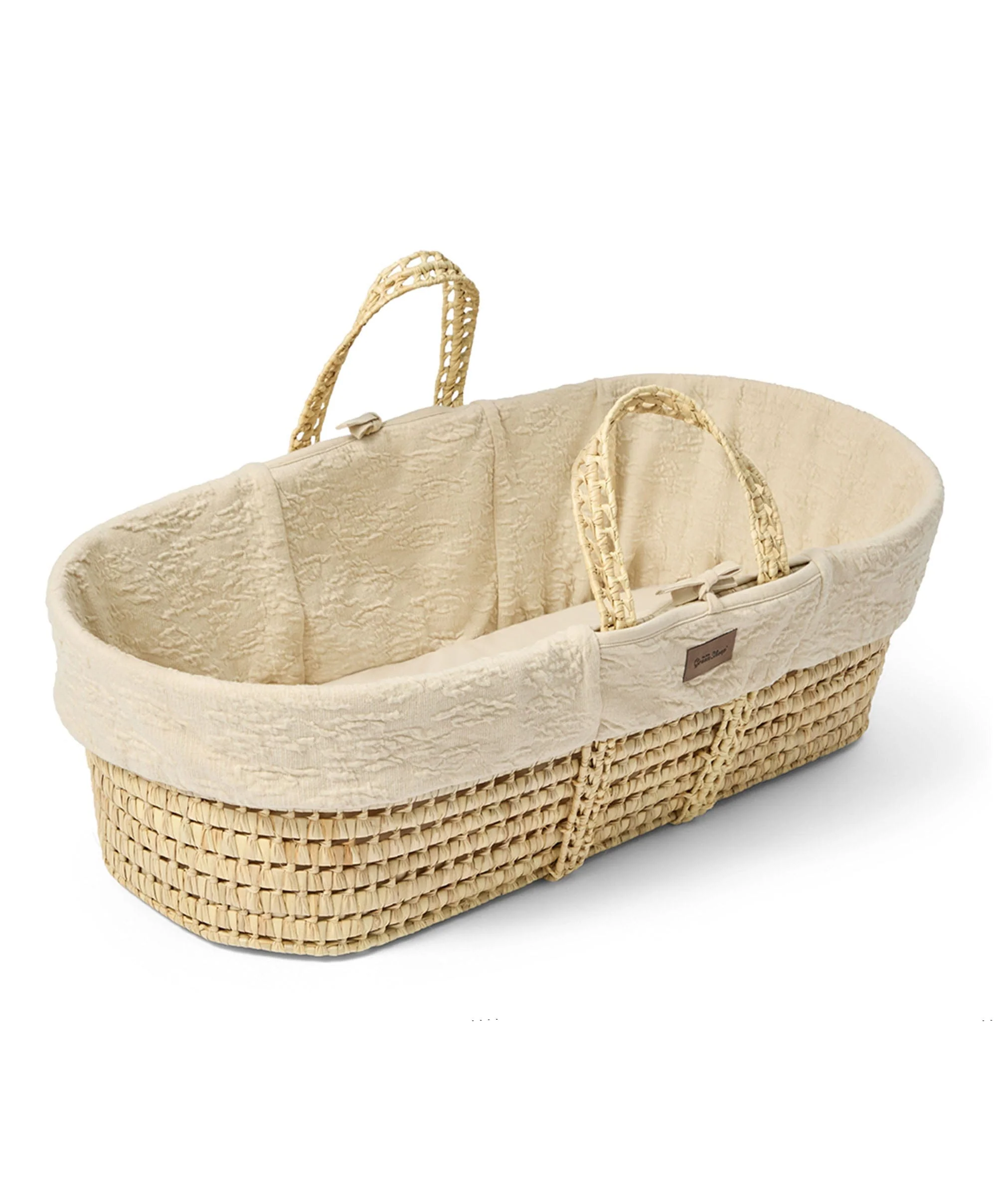 Little Green Sheep Furrow Knit Moses Basket & Mattress - Linen - Image 4