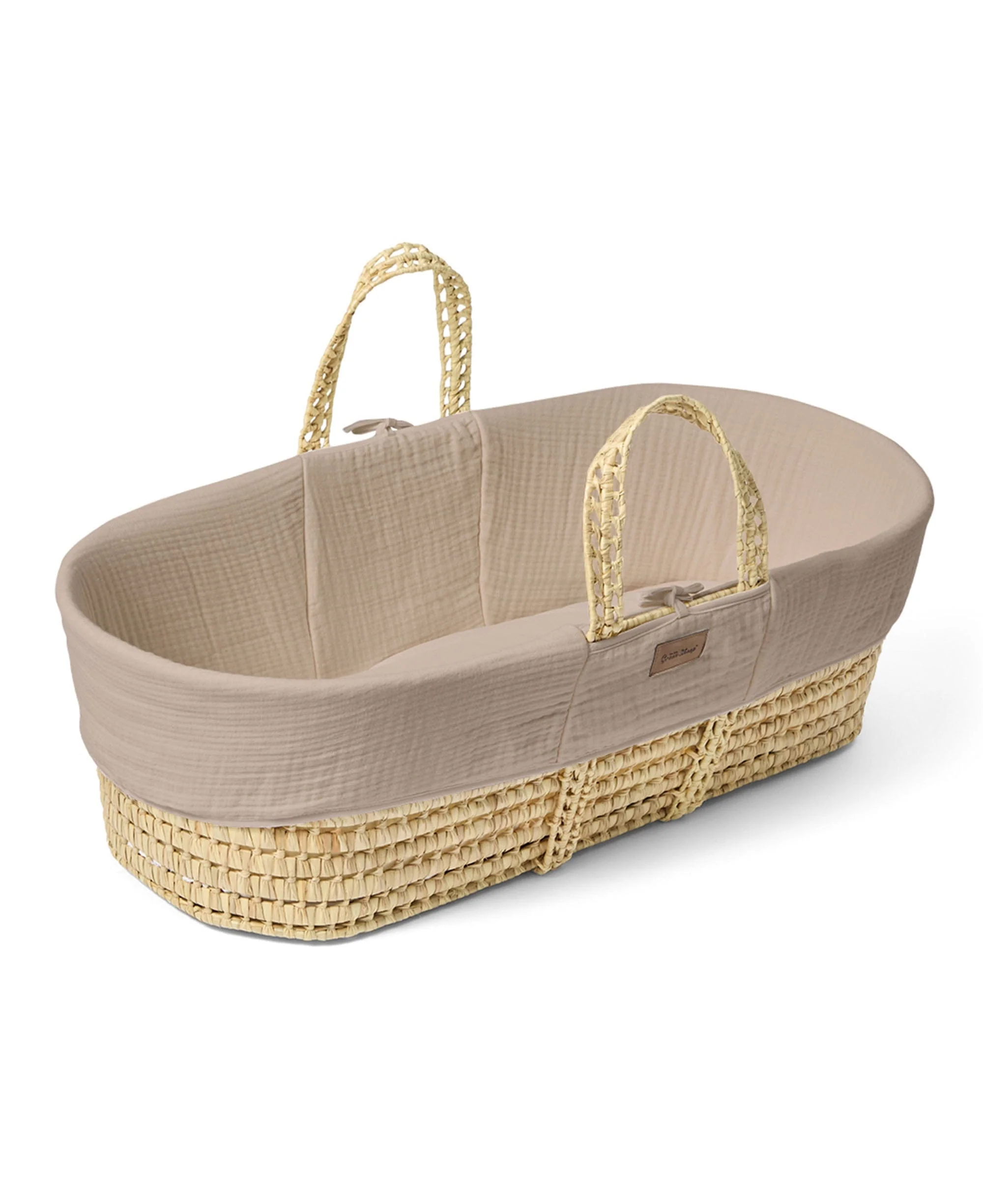 Little Green Sheep Muslin Moses Basket & Mattress - Truffle - Image 5