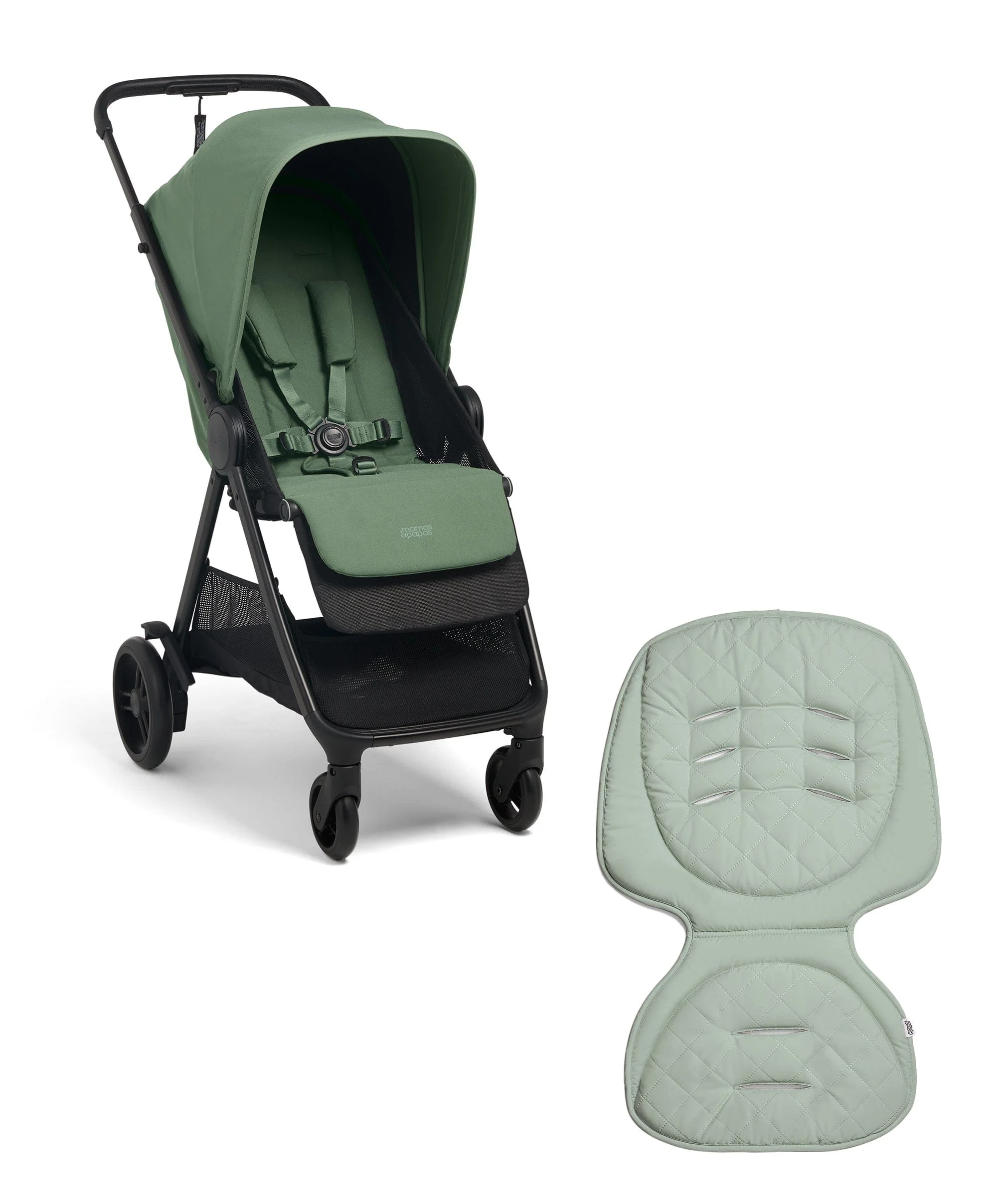 Libro Stroller Bundle with Quilted Memory Foam Liner (2 Piece)– Bay Green/Sage