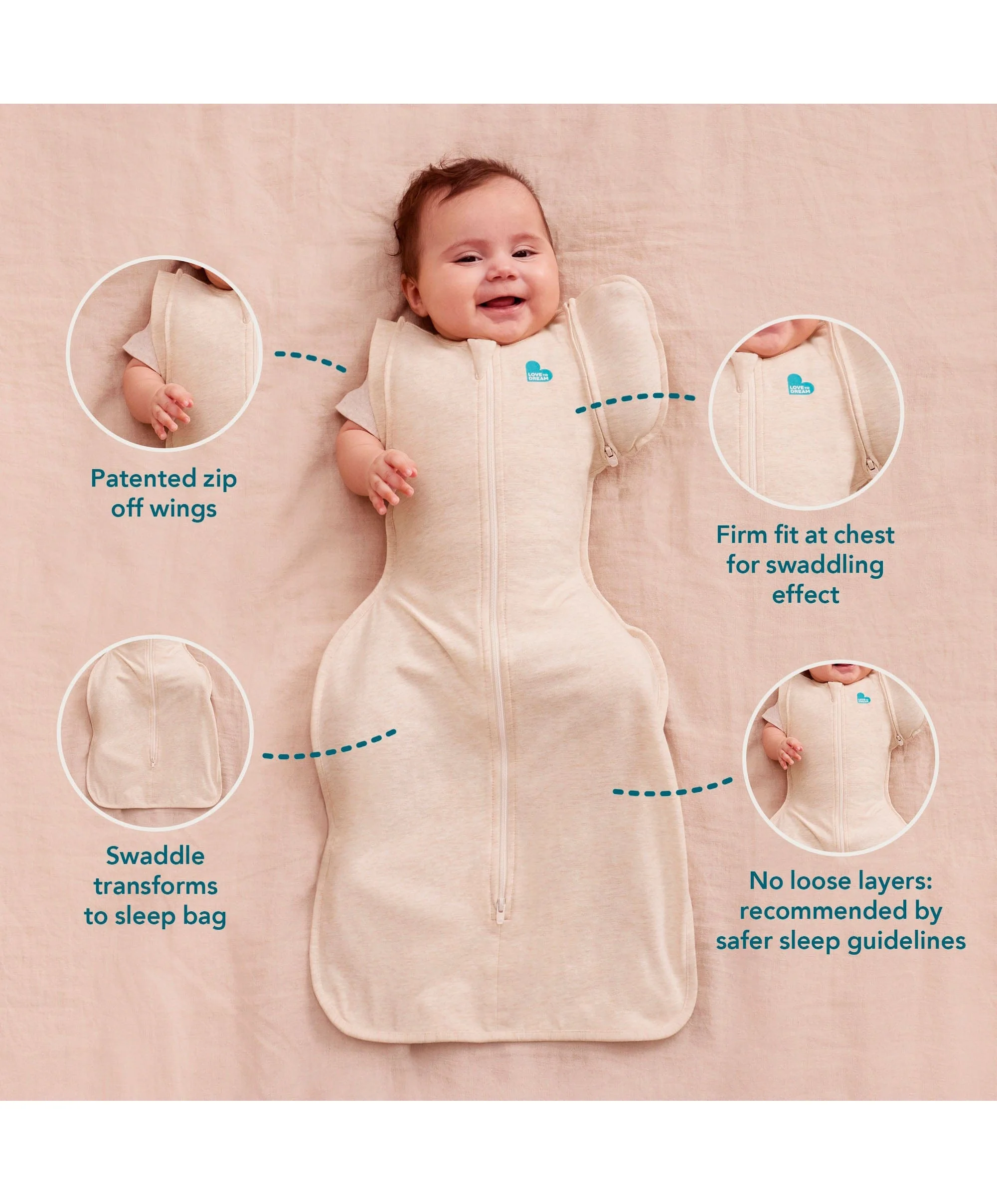 Love to Dream™ Swaddle Up™ Transition Bag (1.5 Tog) Medium - Twigs Oatmeal - Image 3