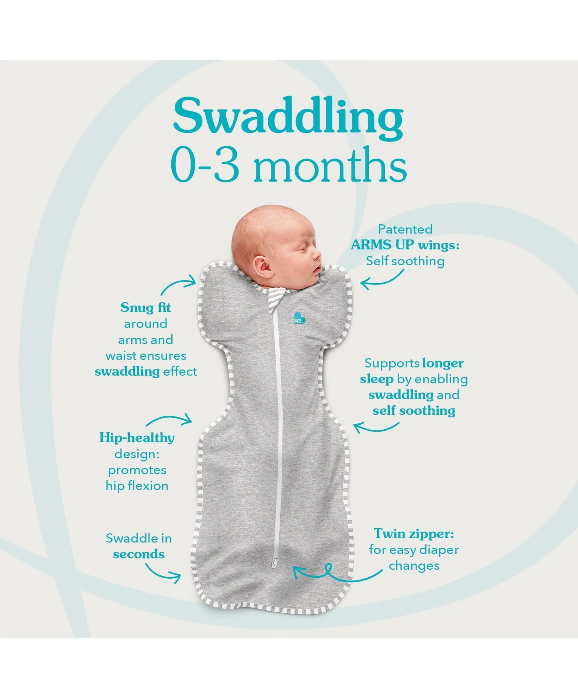 Love to Dream Swaddle (1.0 Tog) - Grey - Image 3
