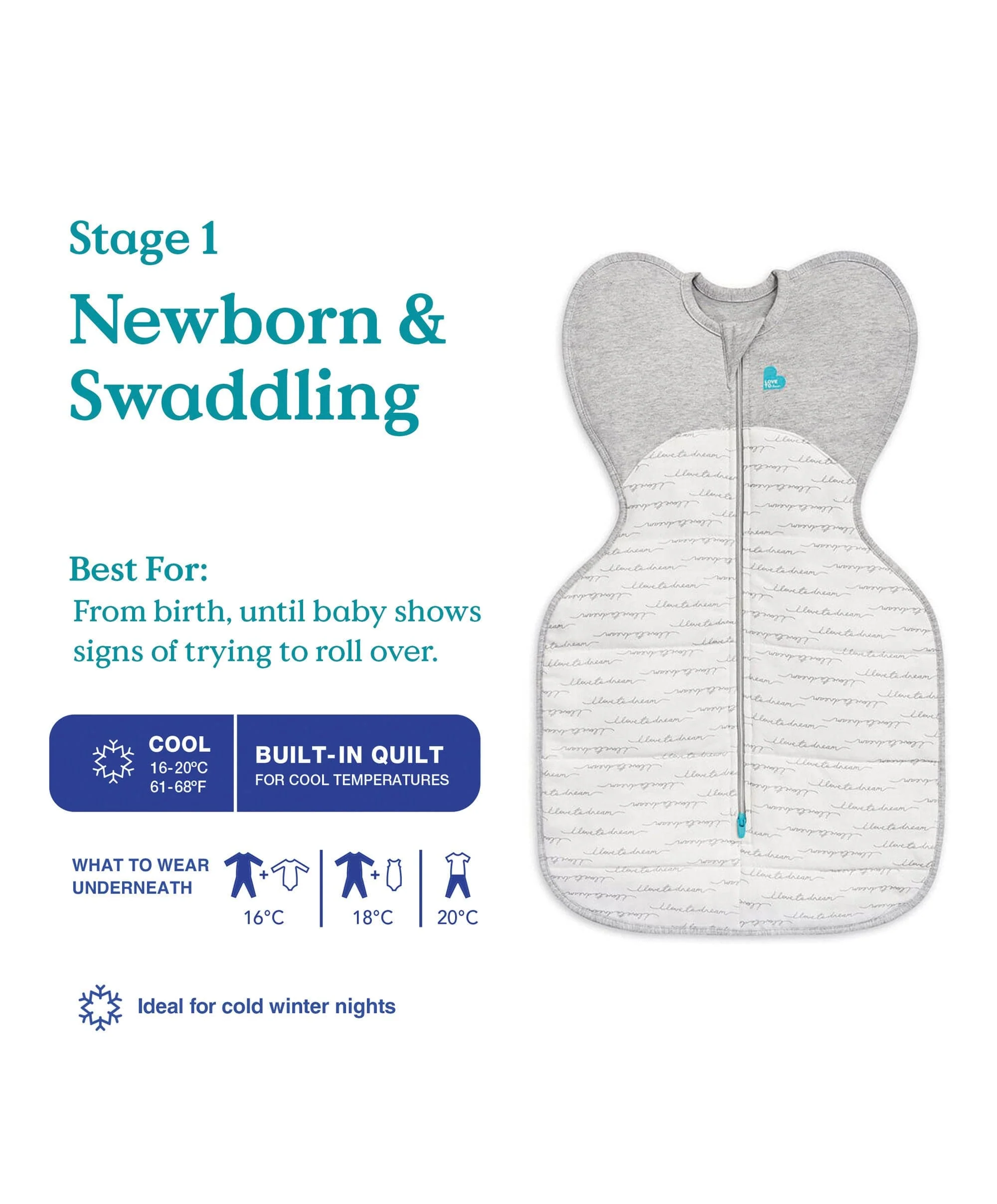 Love to Dream Swaddle Up™ (2.5 Tog) - White Dreamer - Image 2