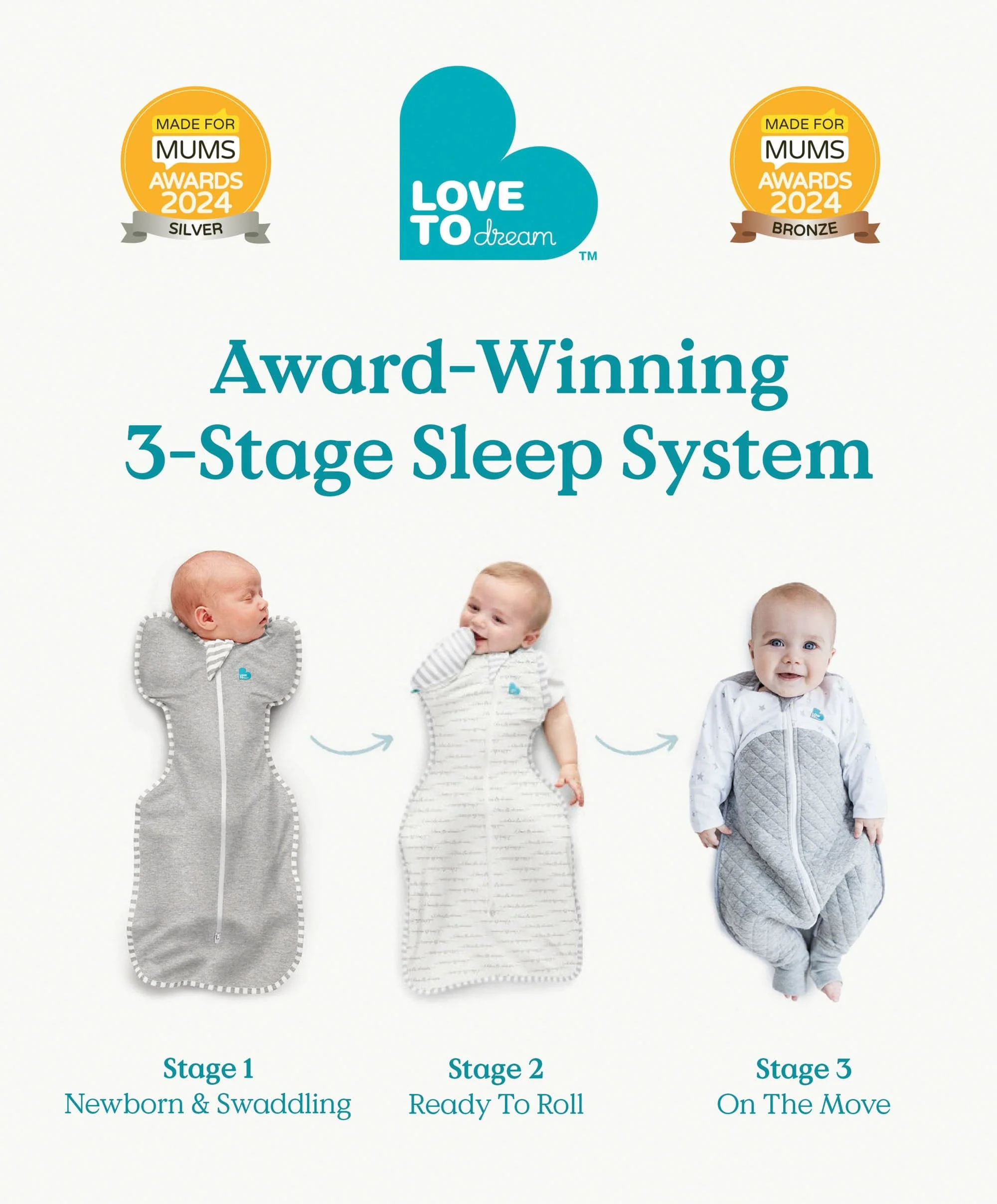Love to Dream Swaddle Up™ (2.5 Tog) - White Dreamer - Image 3