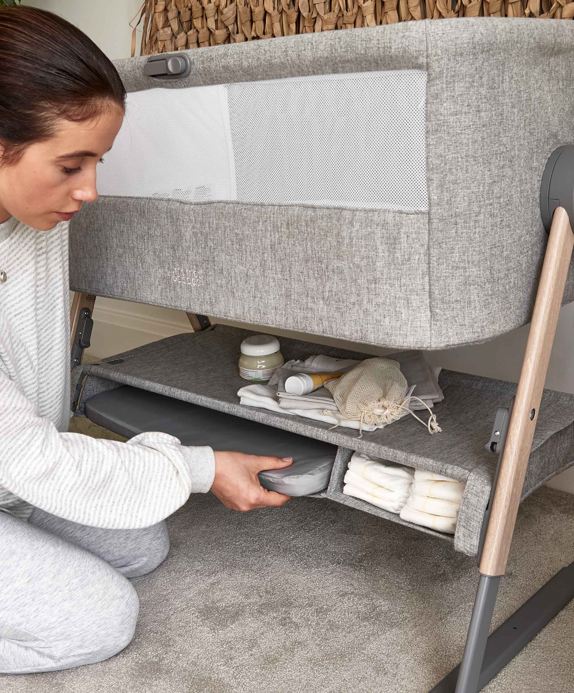 Lua Bedside Crib - Grey - Image 7