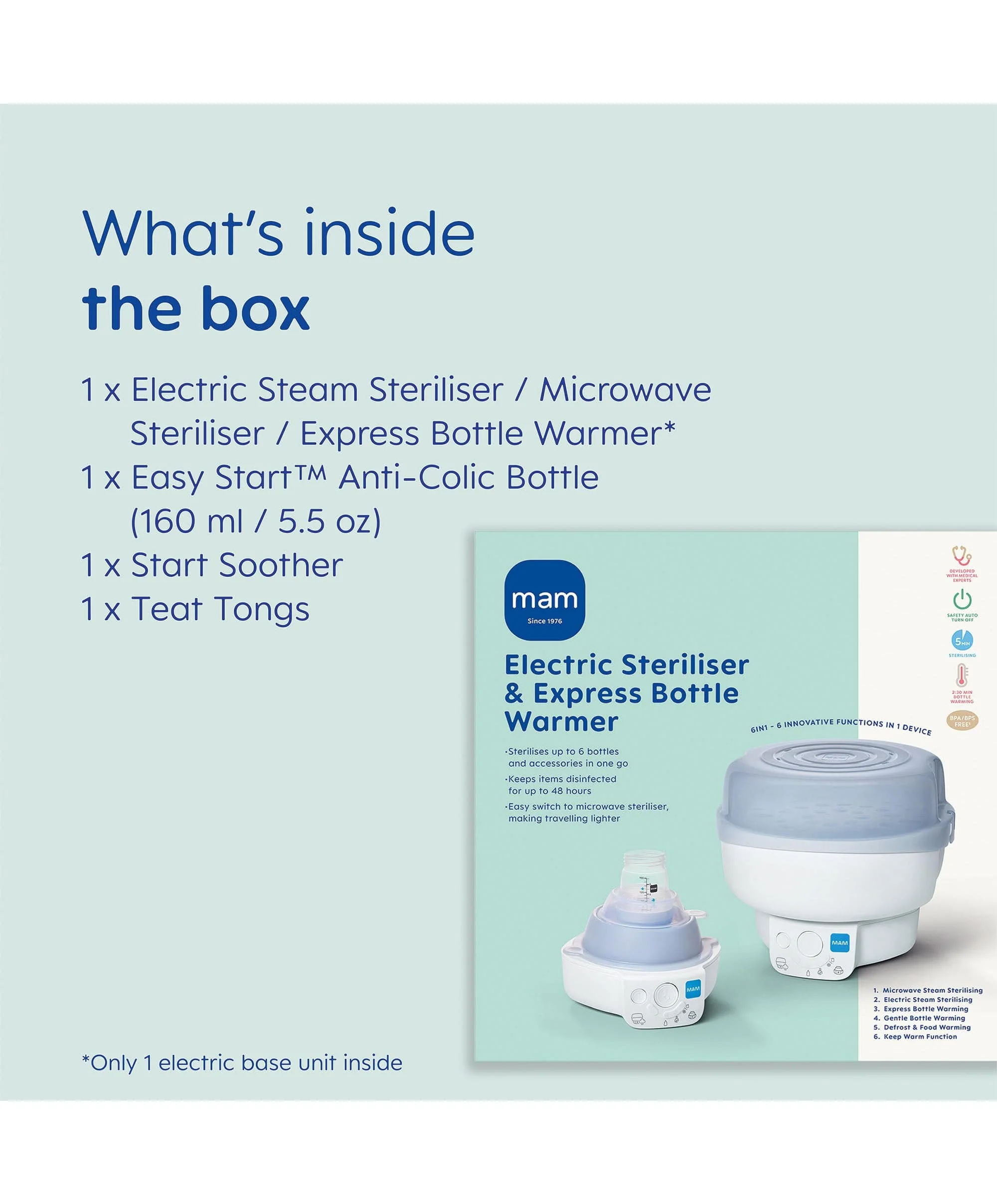 MAM Baby 6-in-1 Electric Steam Steriliser & Bottle Warmer - Grey - Image 17