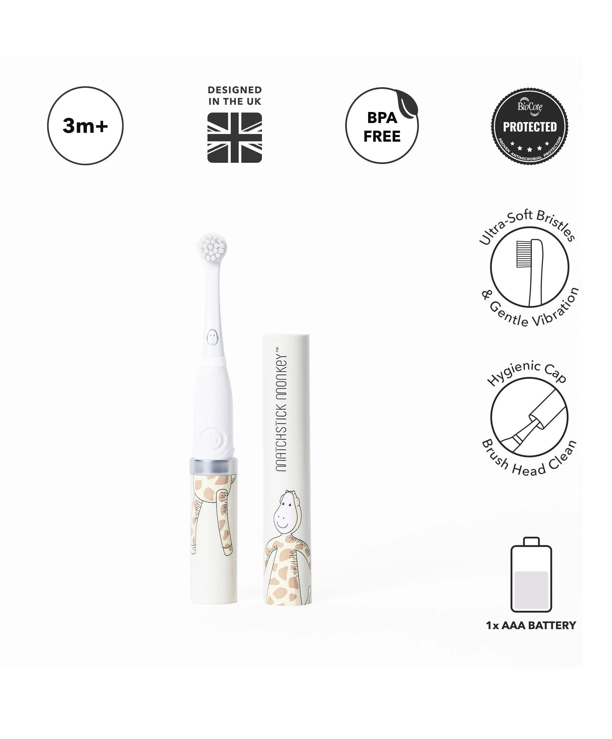 Matchstick Monkey Baby Electric Sonic Toothbrush - Giraffe - Image 4