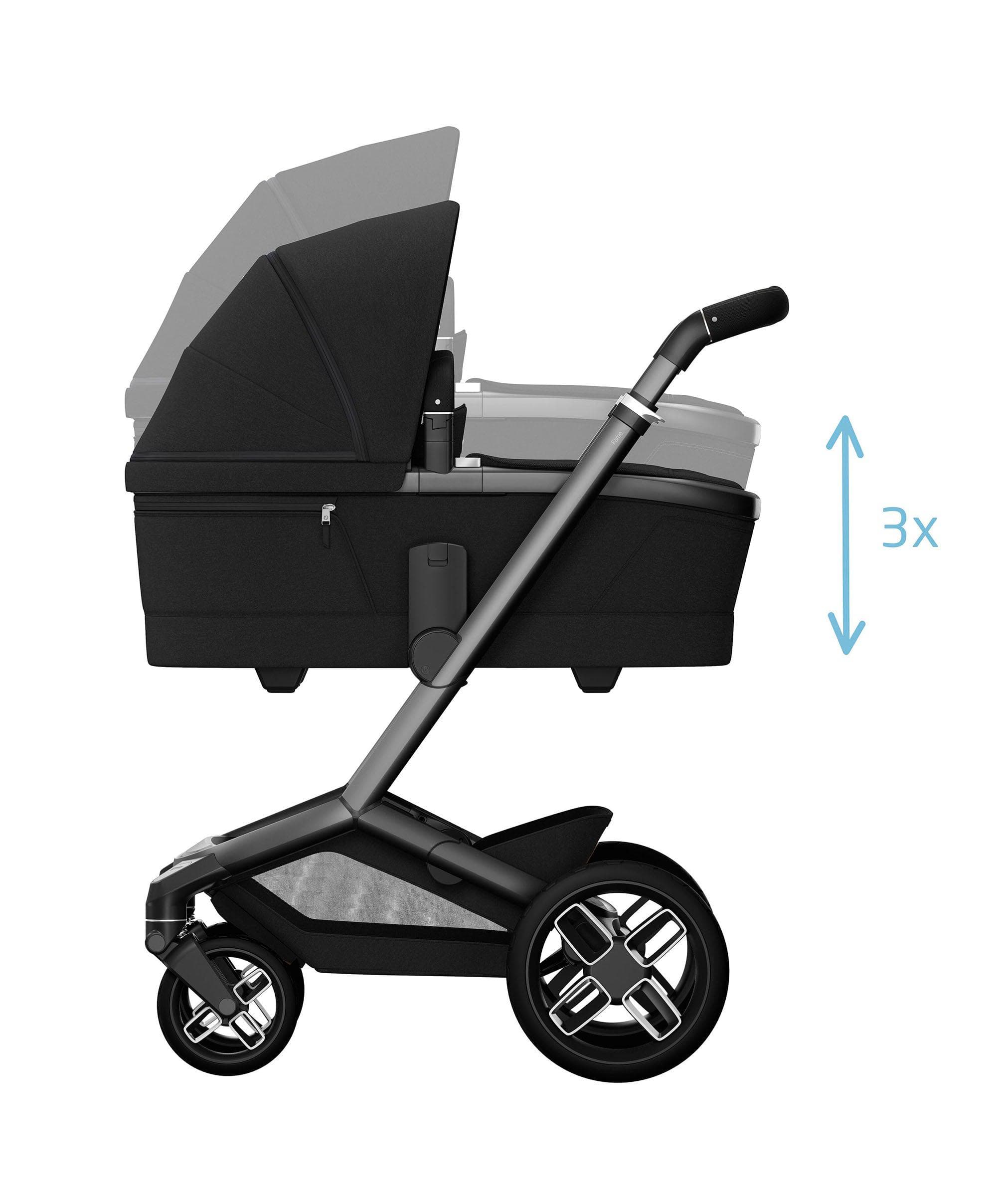 Maxi-Cosi Fame Pushchair & Carrycot - Black with Black Wheels - Image 10