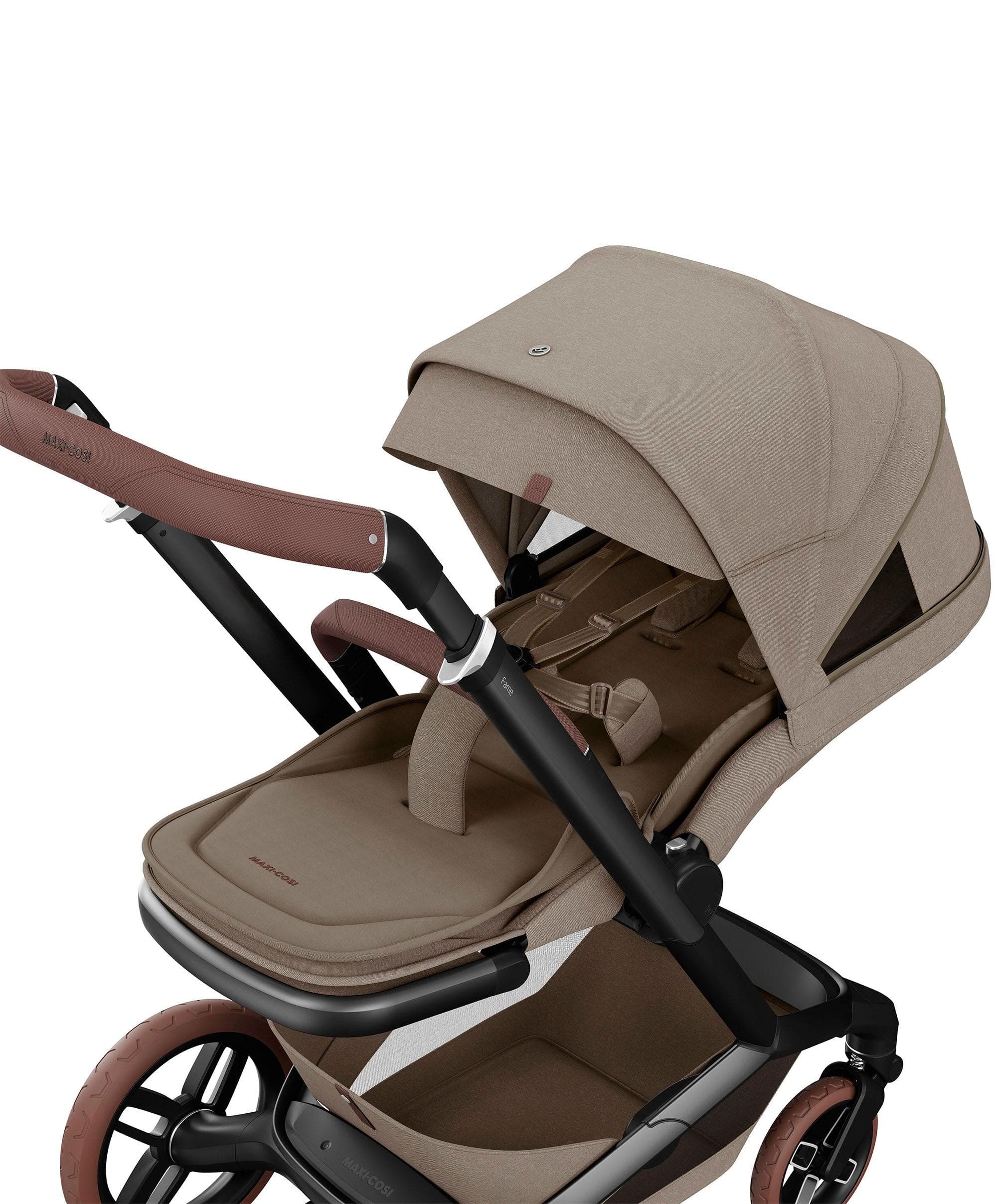 Maxi-Cosi Fame Pushchair & Carrycot - Truffle with Brown Wheels - Image 6
