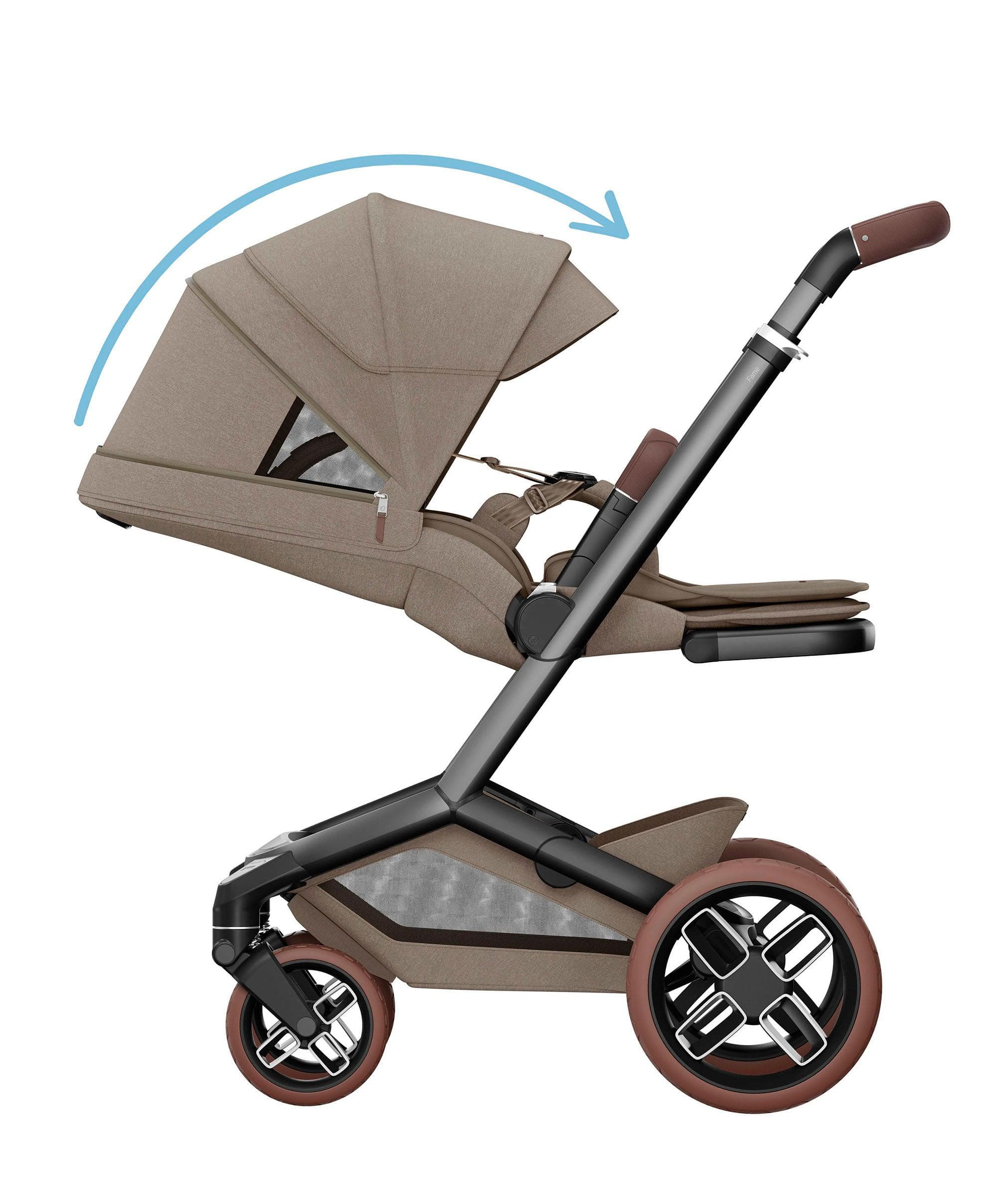 Maxi-Cosi Fame Pushchair & Carrycot - Truffle with Brown Wheels - Image 7
